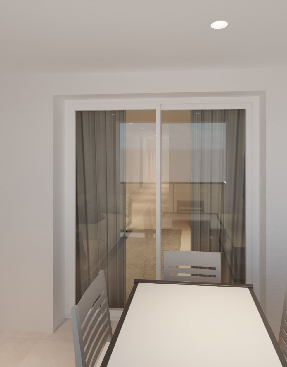 Interior corridor showing apartment entrance