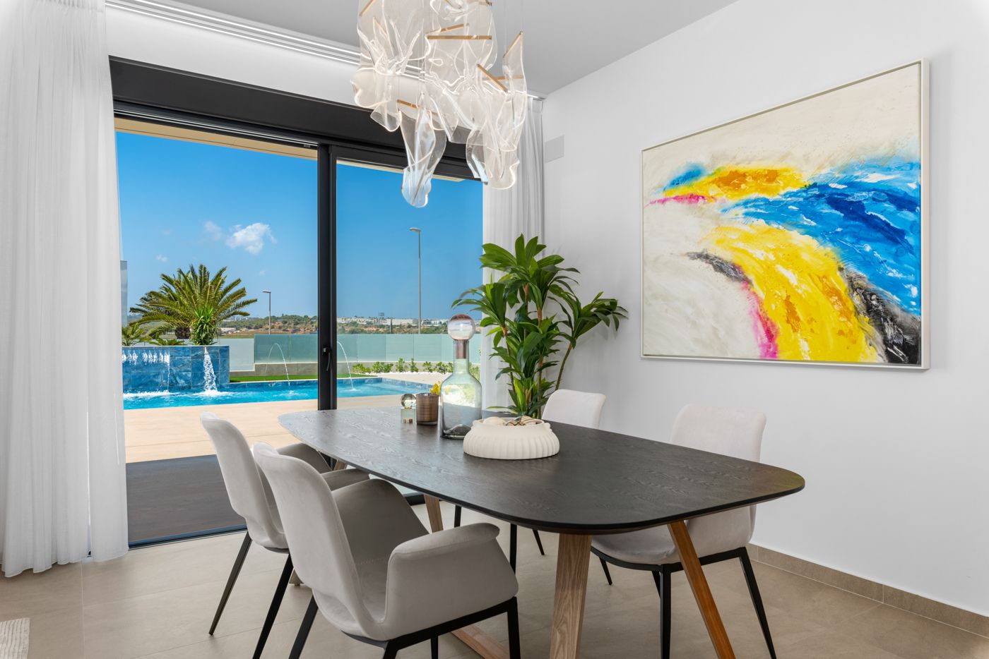 Development exterior from road, new-build villa, Campoamor