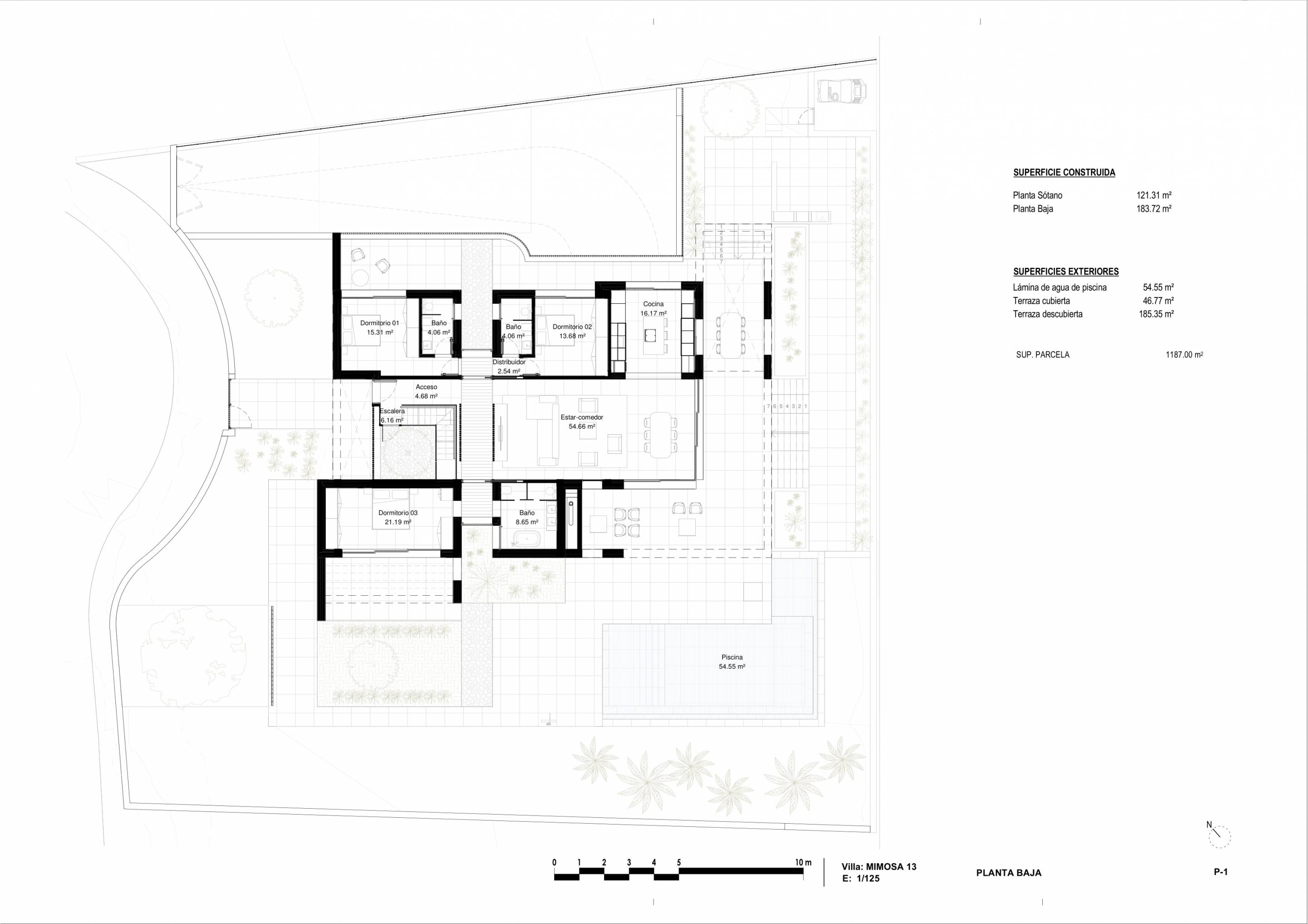 Site plan showing 1,254m2 plot, Las Colinas Golf, Orihuela