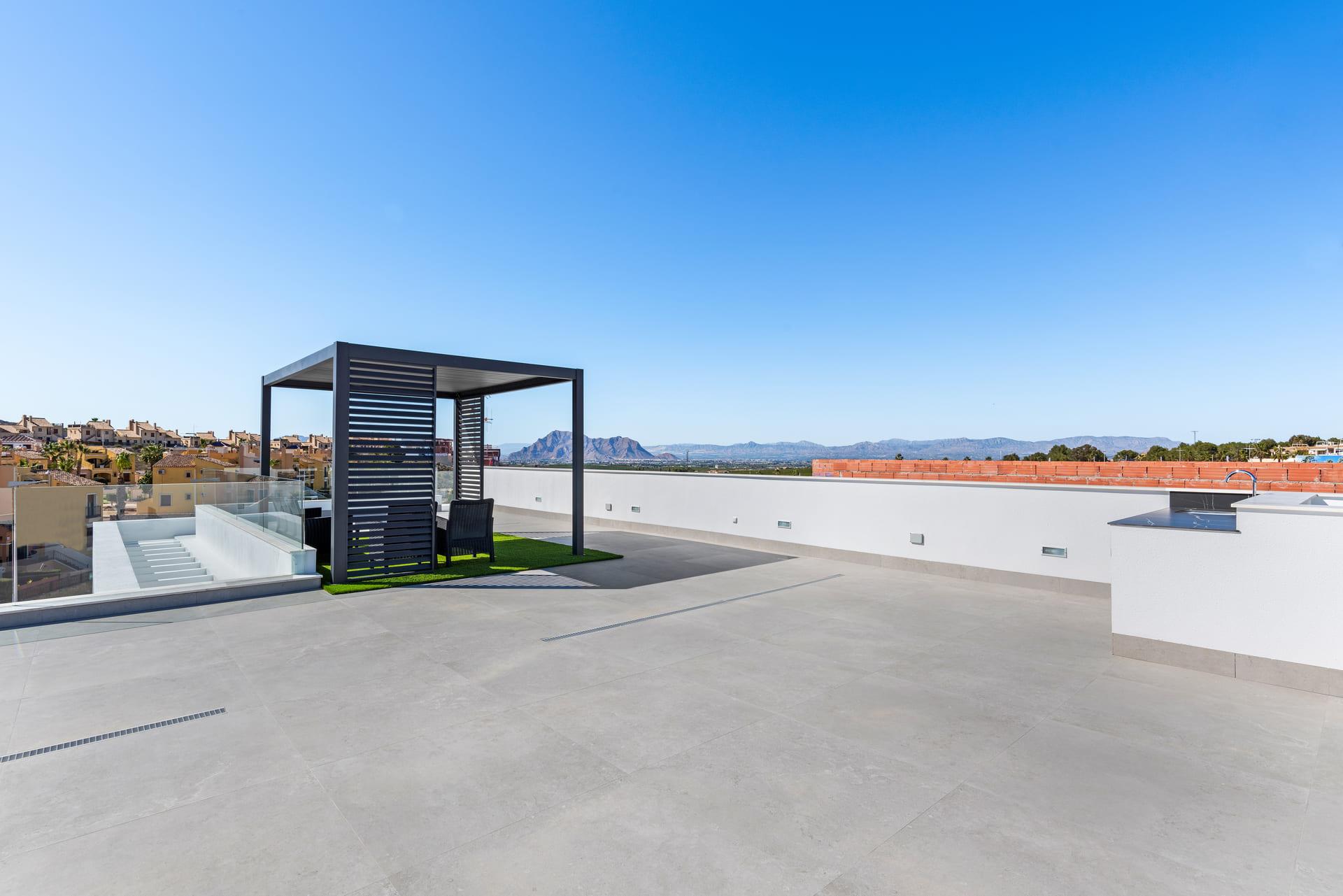 Exterior render and finish of new-build villa, Algorfa