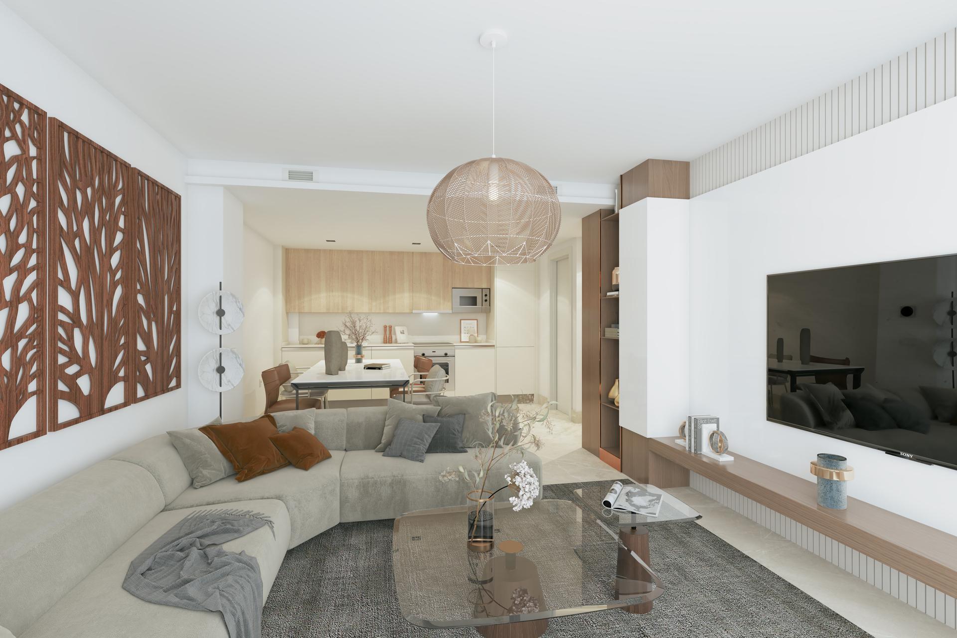 Kitchen worktop and storage in 2-bedroom apartment, Benahavis