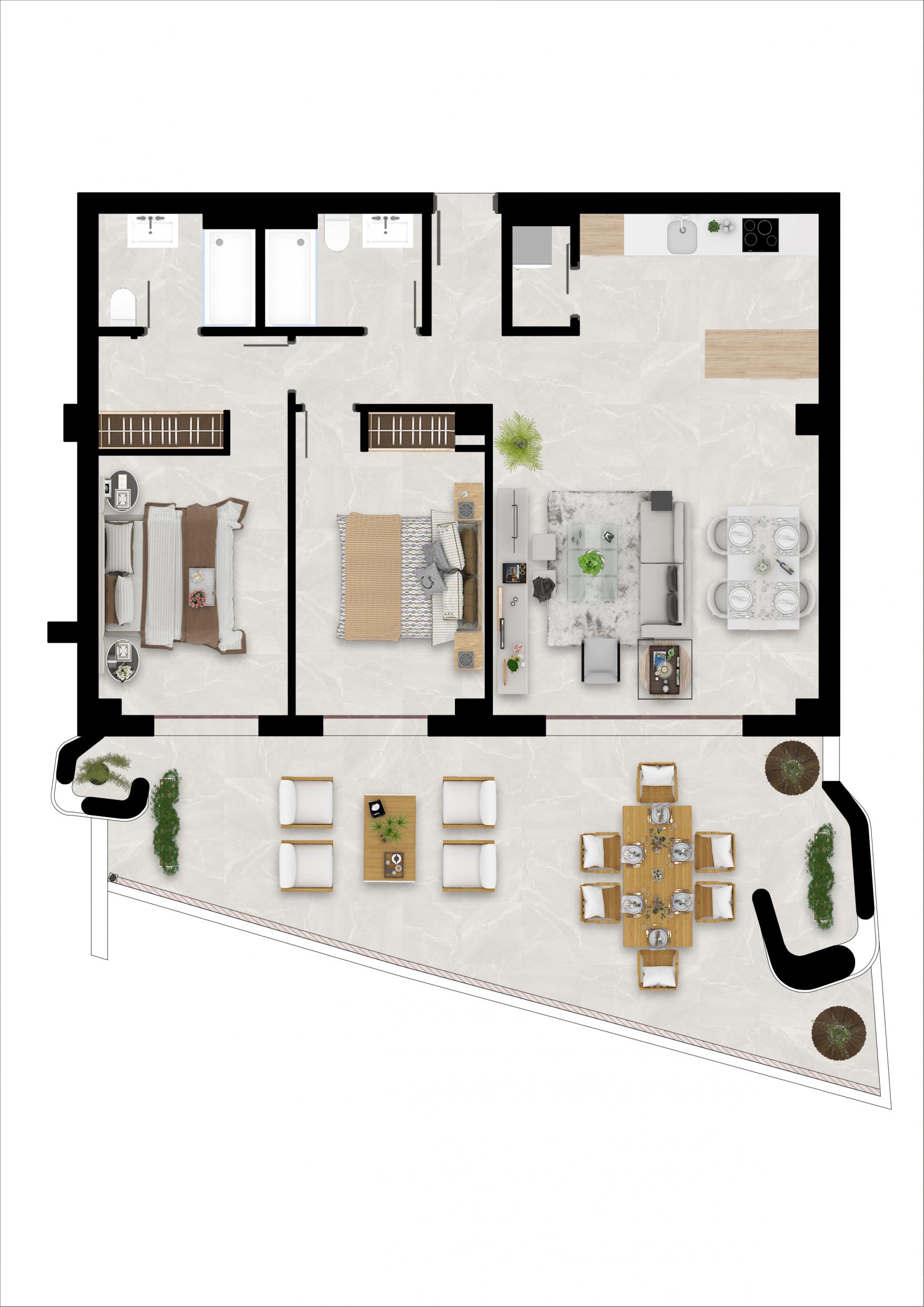 Aerial view of new-build complex in Benahavis, Costa del Sol