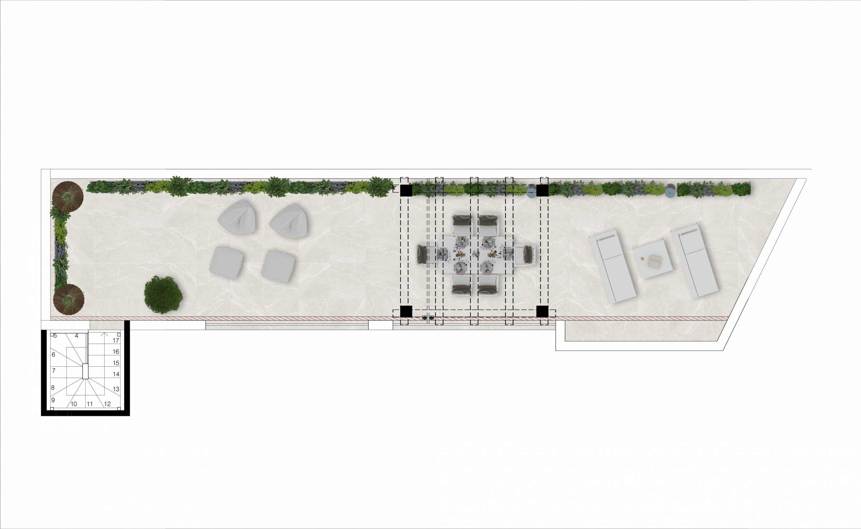 Living and dining space in new-build apartment, third floor, Benahavis