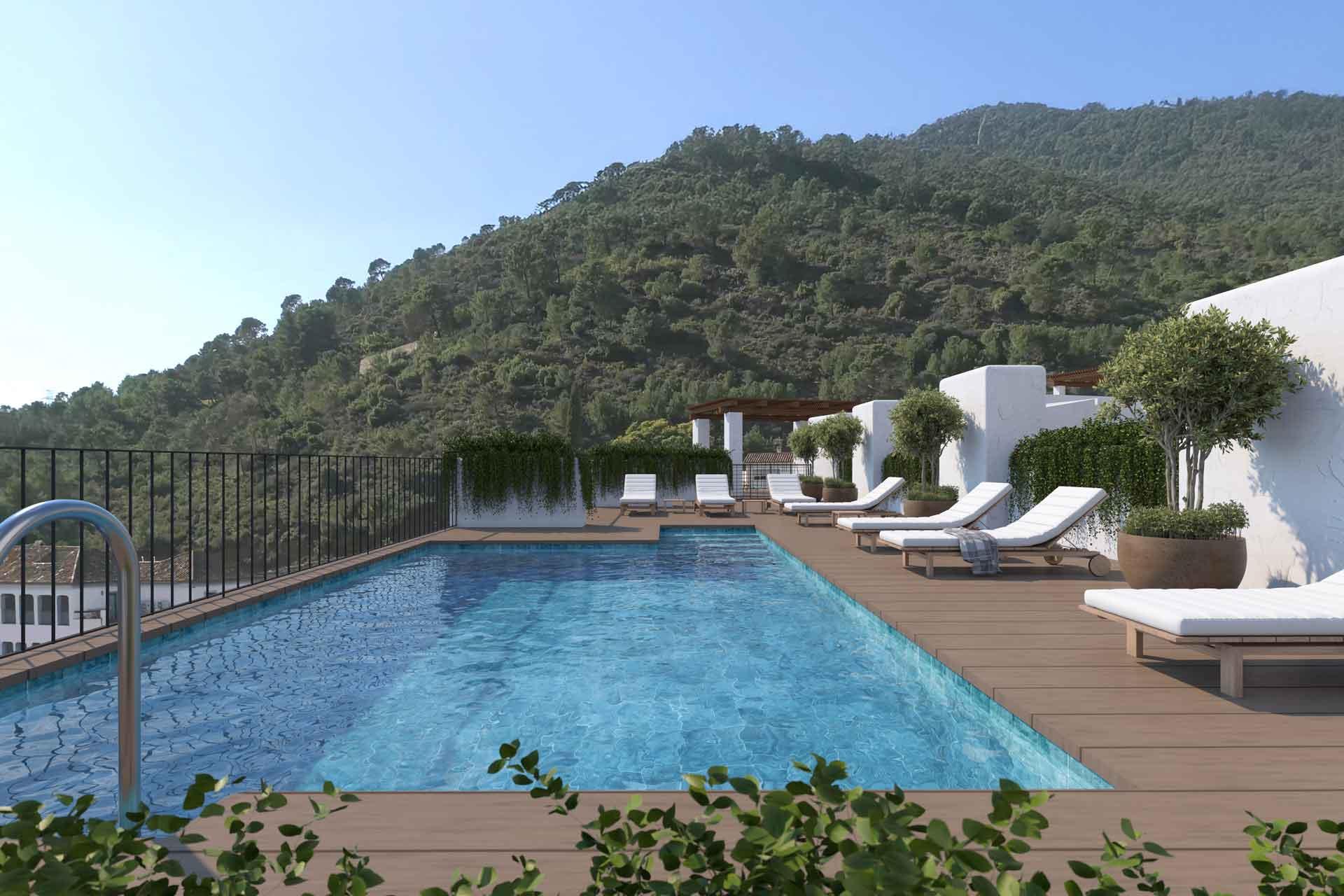 Solarium terrace with seating area, Benahavis new-build development