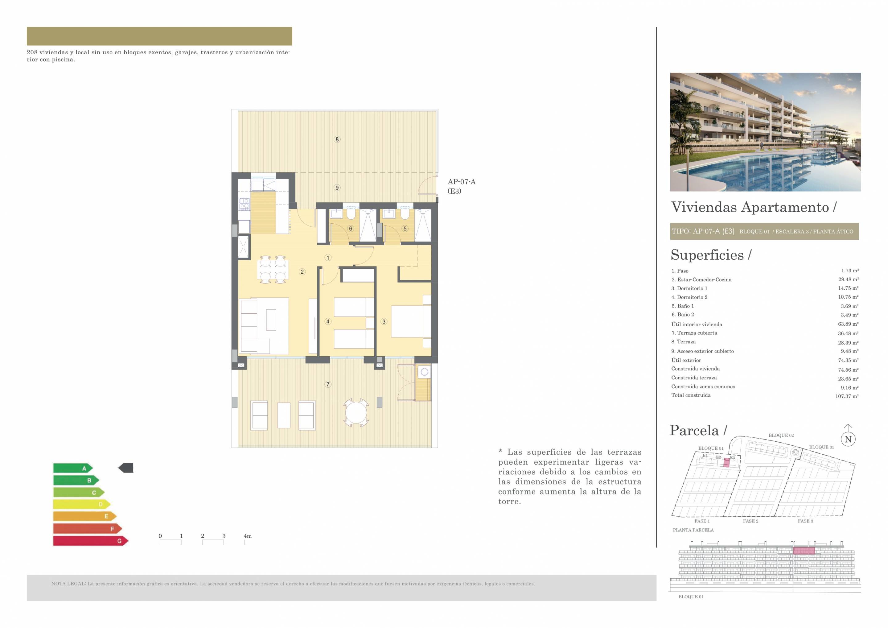 Floor plan of the 2-bedroom penthouse in Bonalba-Cotoveta