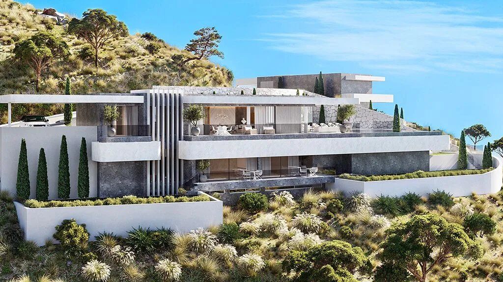 Villa for sale in El Madroñal, Benahavis - exterior view of new-build property on large plot