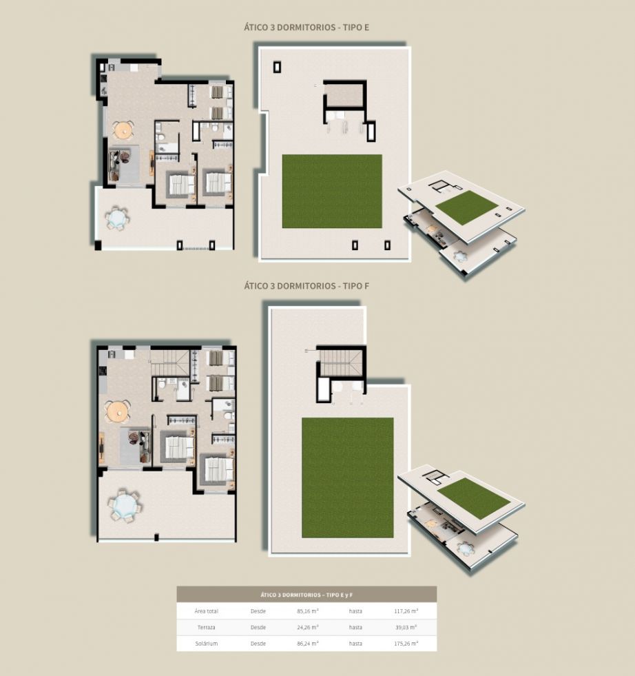 Floor plan of the 3-bedroom penthouse in Torreblanca