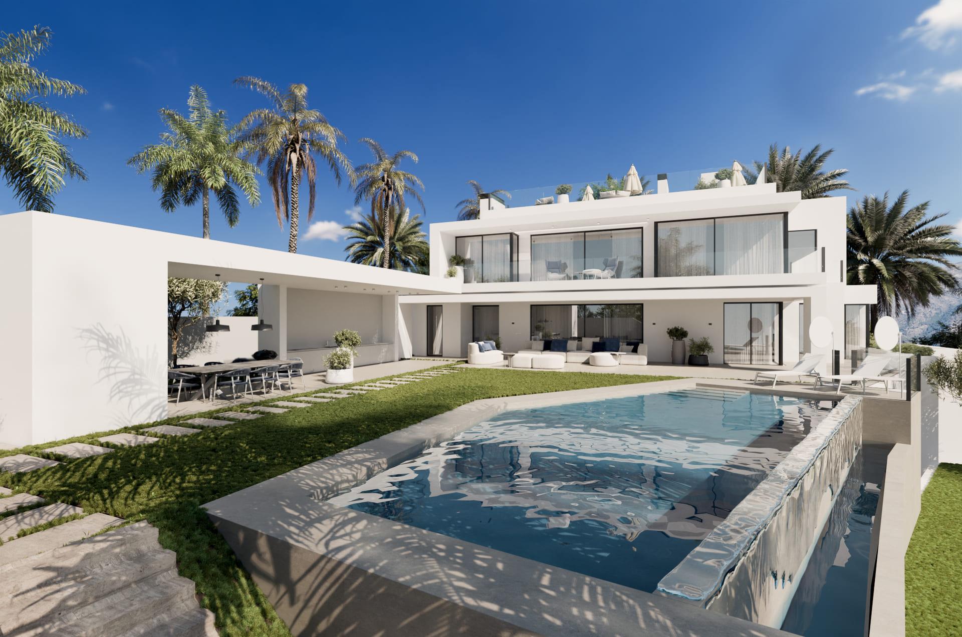 Aerial or elevated view of villa site in Cascada de Camojan, Marbella