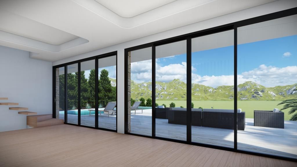 Pool area of new-build villa on 823m2 plot, Altea Hills