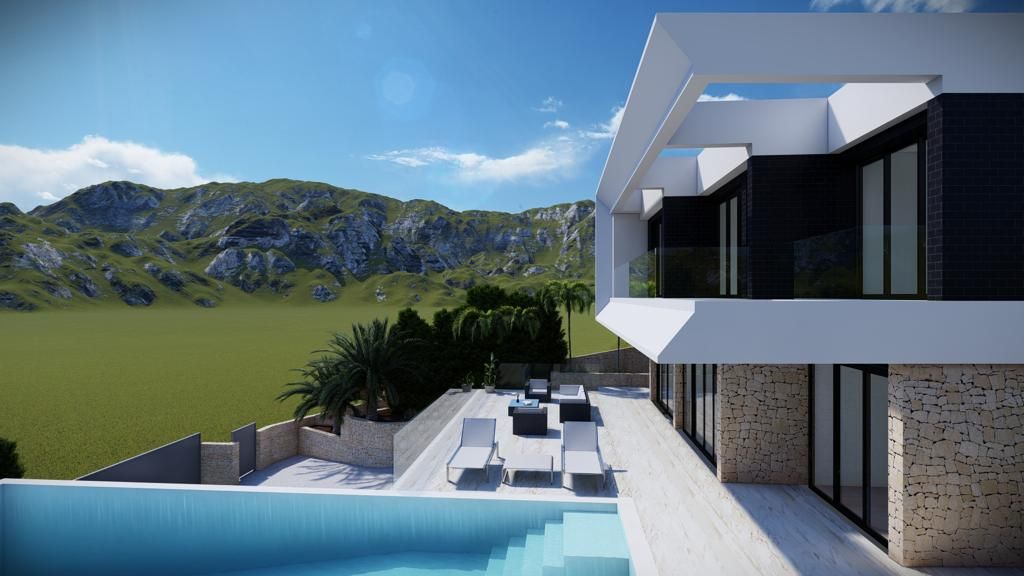 Aerial or elevated view of villa plot in Altea Hills, Altea