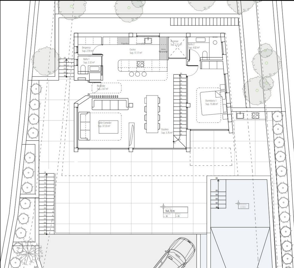 Upper level floor plan of 4-bedroom villa in Altea Hills