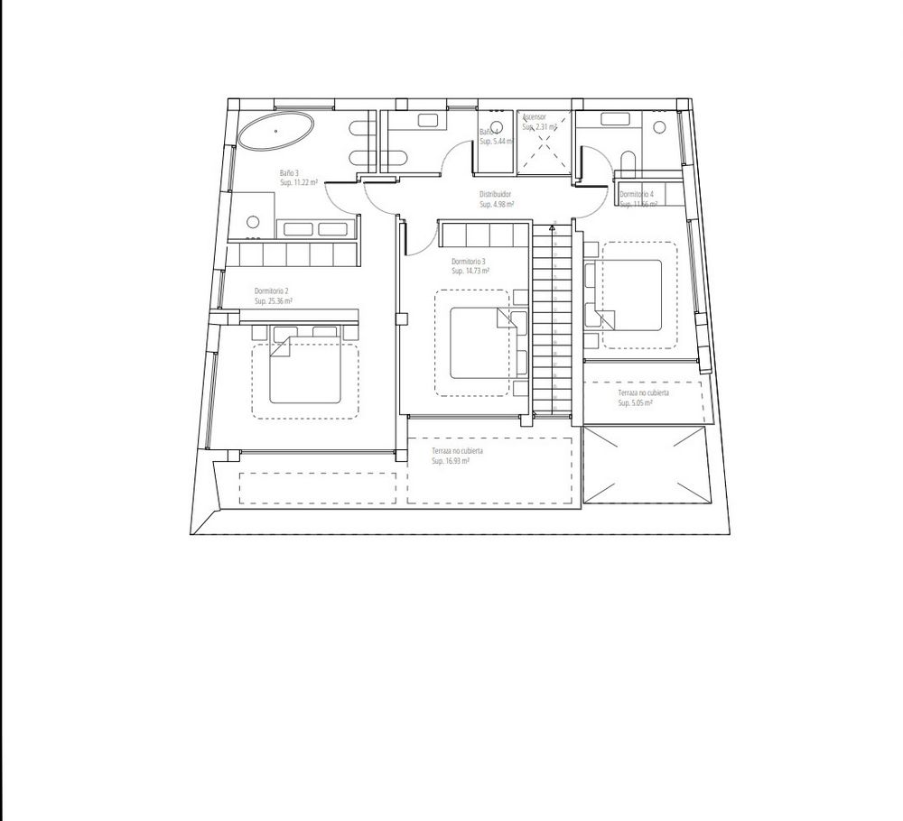 Plot layout plan of new-build villa in Altea Hills, Altea