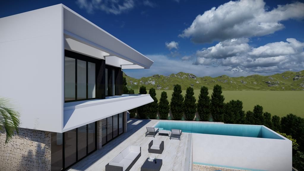 Terrace area of new-build villa in Altea Hills, Altea