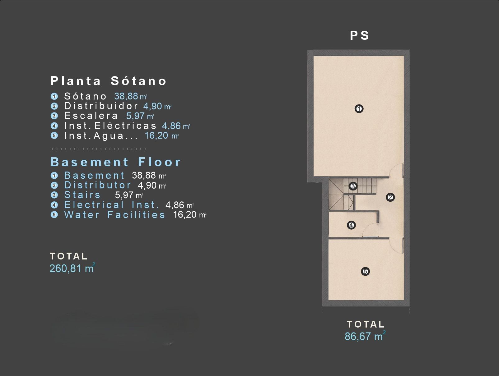 Floor plan - ground floor of 3-bedroom villa in Las Filipinas
