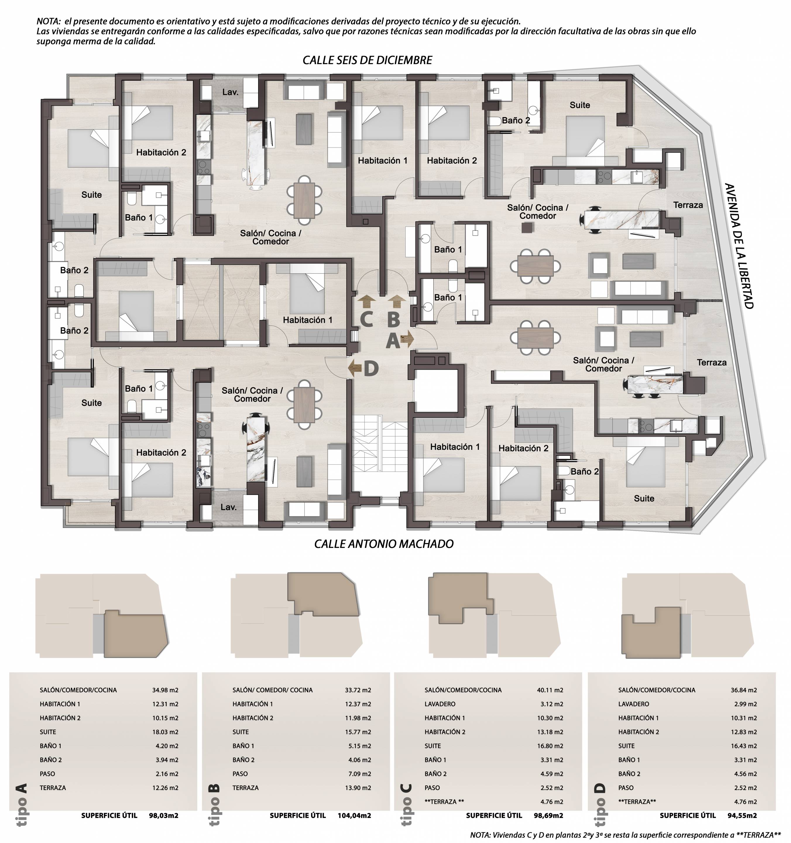 Floor plan of the 3-bedroom penthouse in Comunidad valenciana