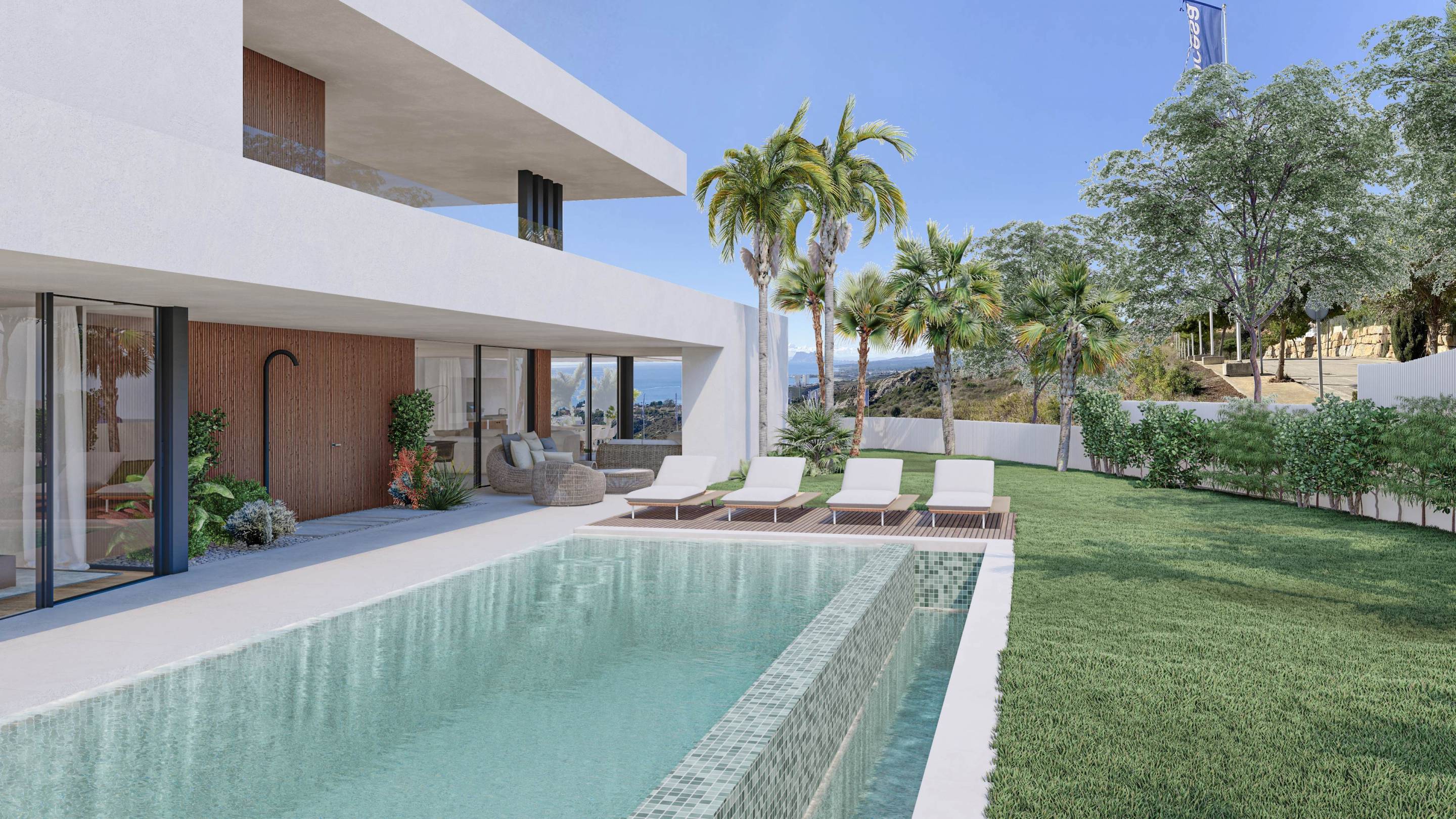 Exterior detail of 4-bedroom new-build villa, Bahia de las Rocas, Manilva
