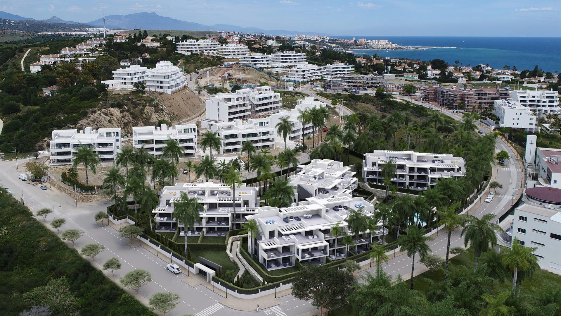 Communal pool area in new-build development, Azata Golf Estepona Oeste