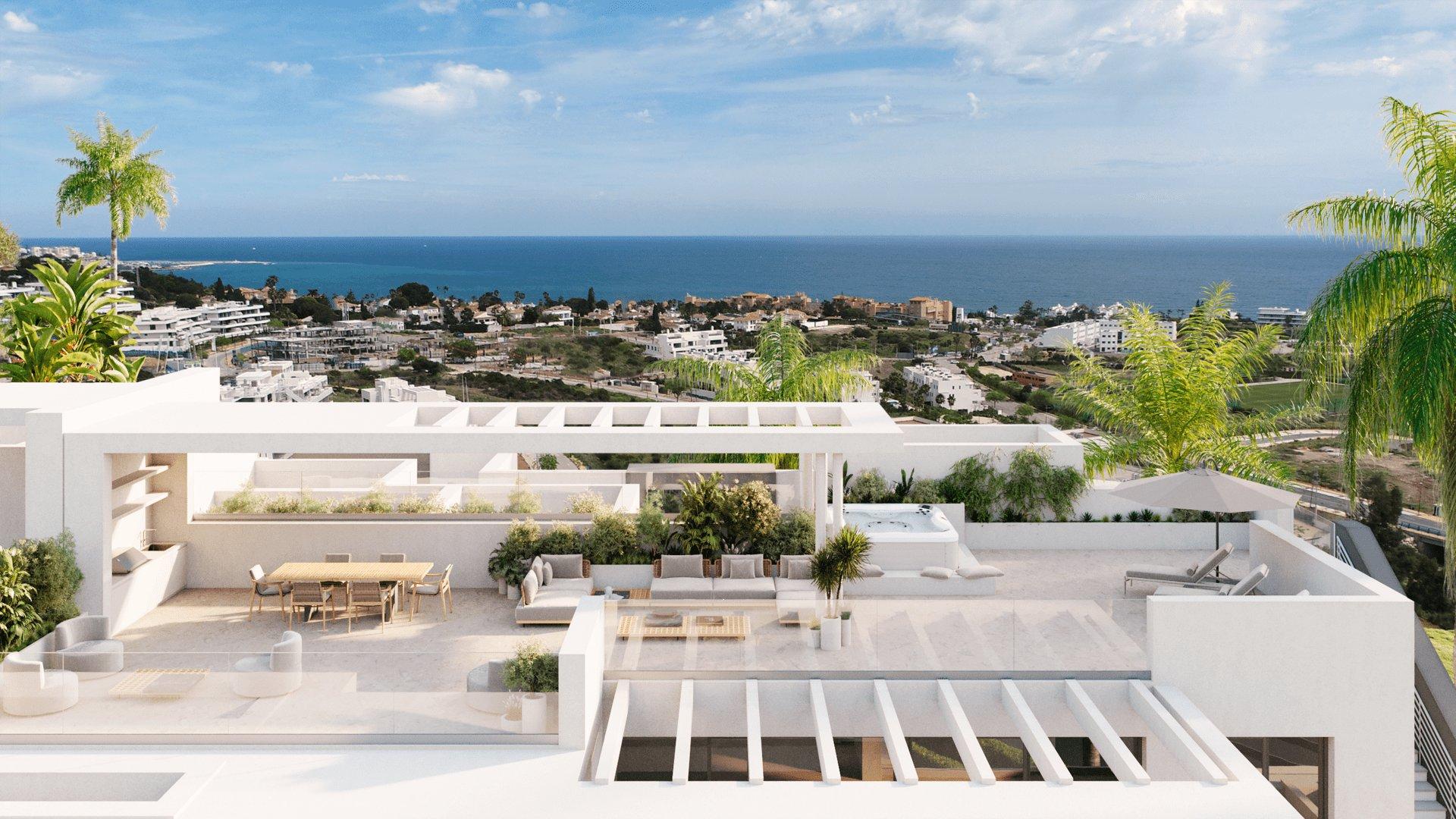 Communal landscaped area in new-build development, Azata Golf Estepona Oeste
