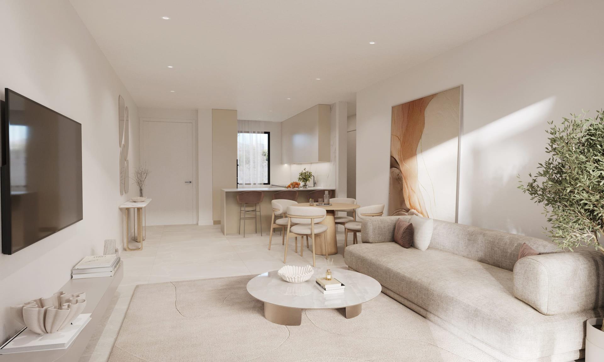 Ground floor exterior of two-storey development, Azata Golf Estepona Oeste