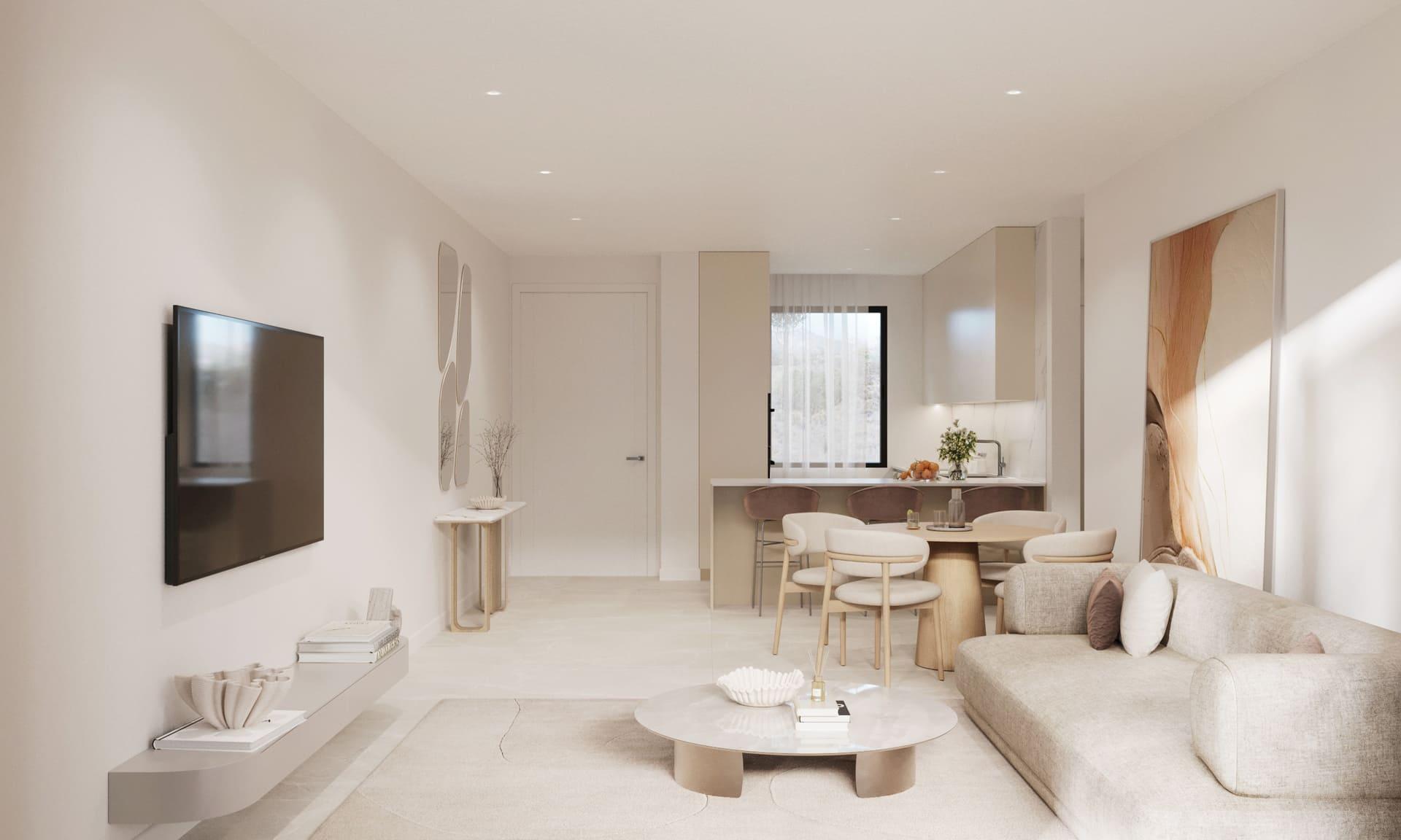 Fitted kitchen with overhead storage, 3-bedroom apartment, Azata Golf Estepona Oeste