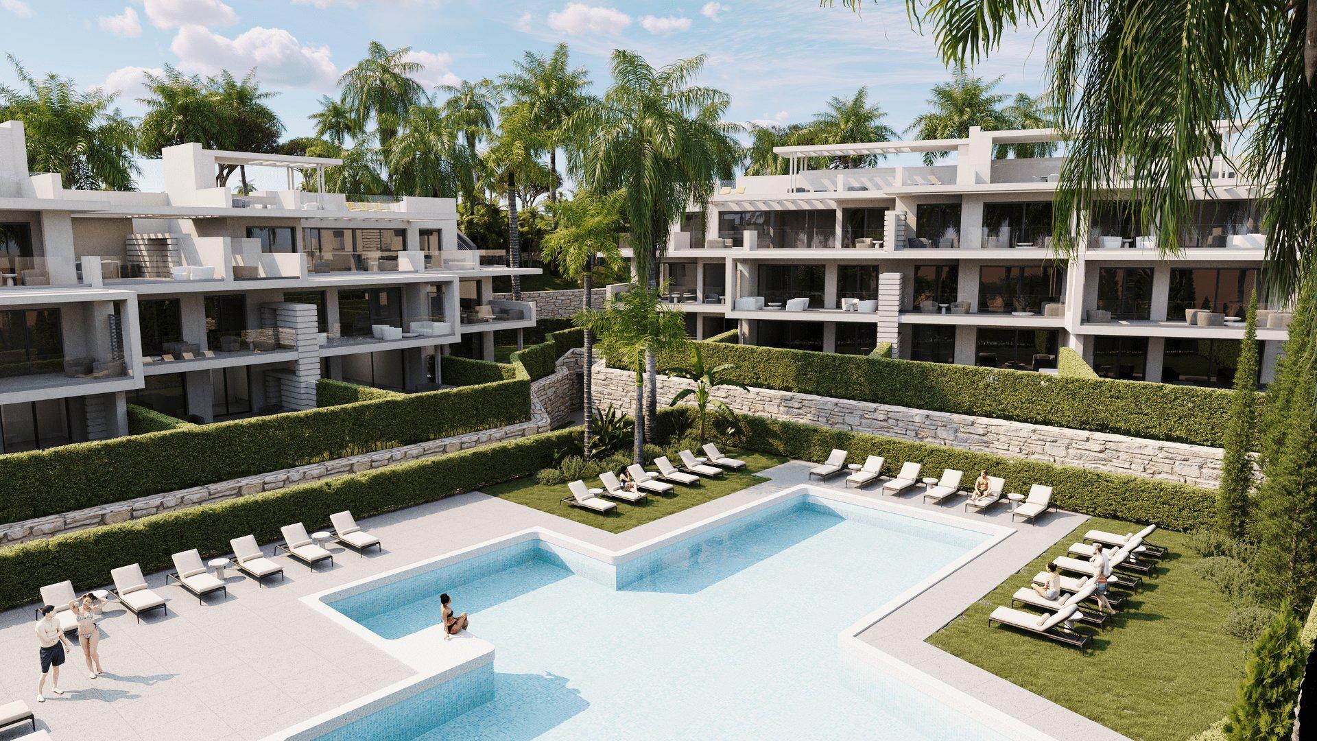 Kitchen with fitted units in new-build apartment, Azata Golf Estepona Oeste, Estepona