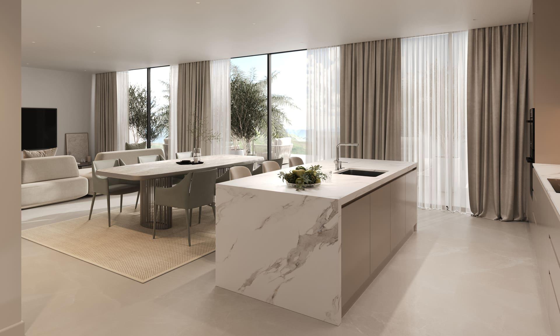 Bedroom with garden or pool view, 3-bedroom apartment, Azata Golf Estepona Oeste