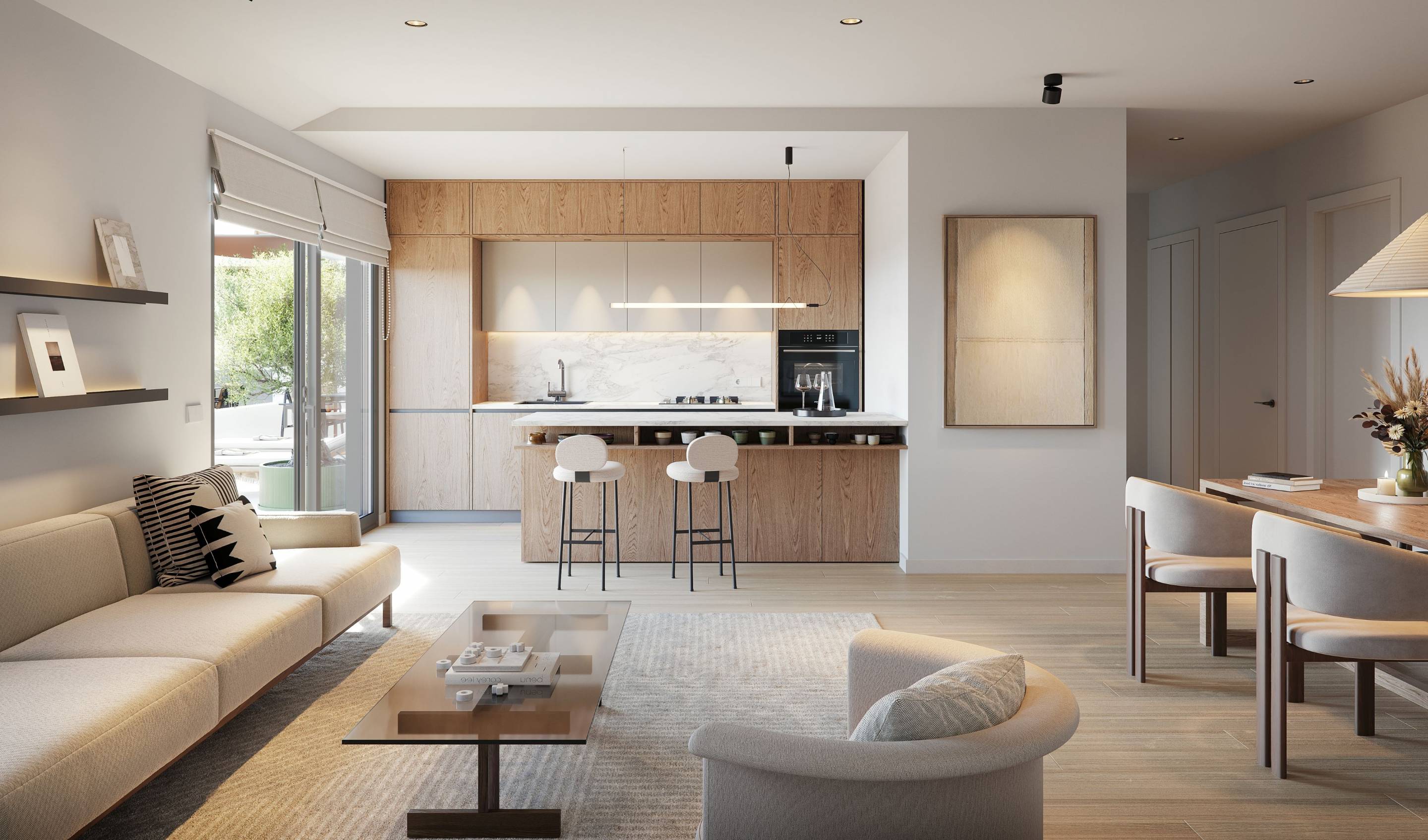 Kitchen area in penthouse, La Calerita