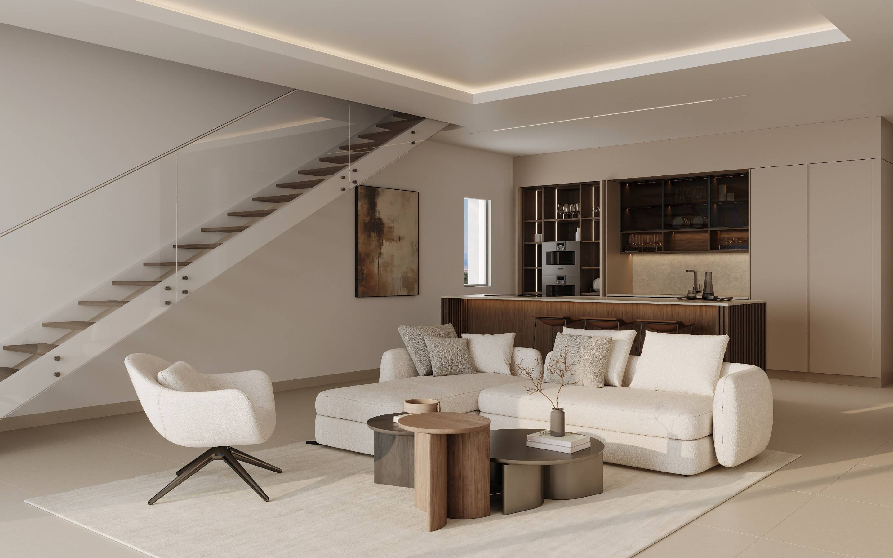 Evening exterior shot of new-build development, San Pedro, Marbella