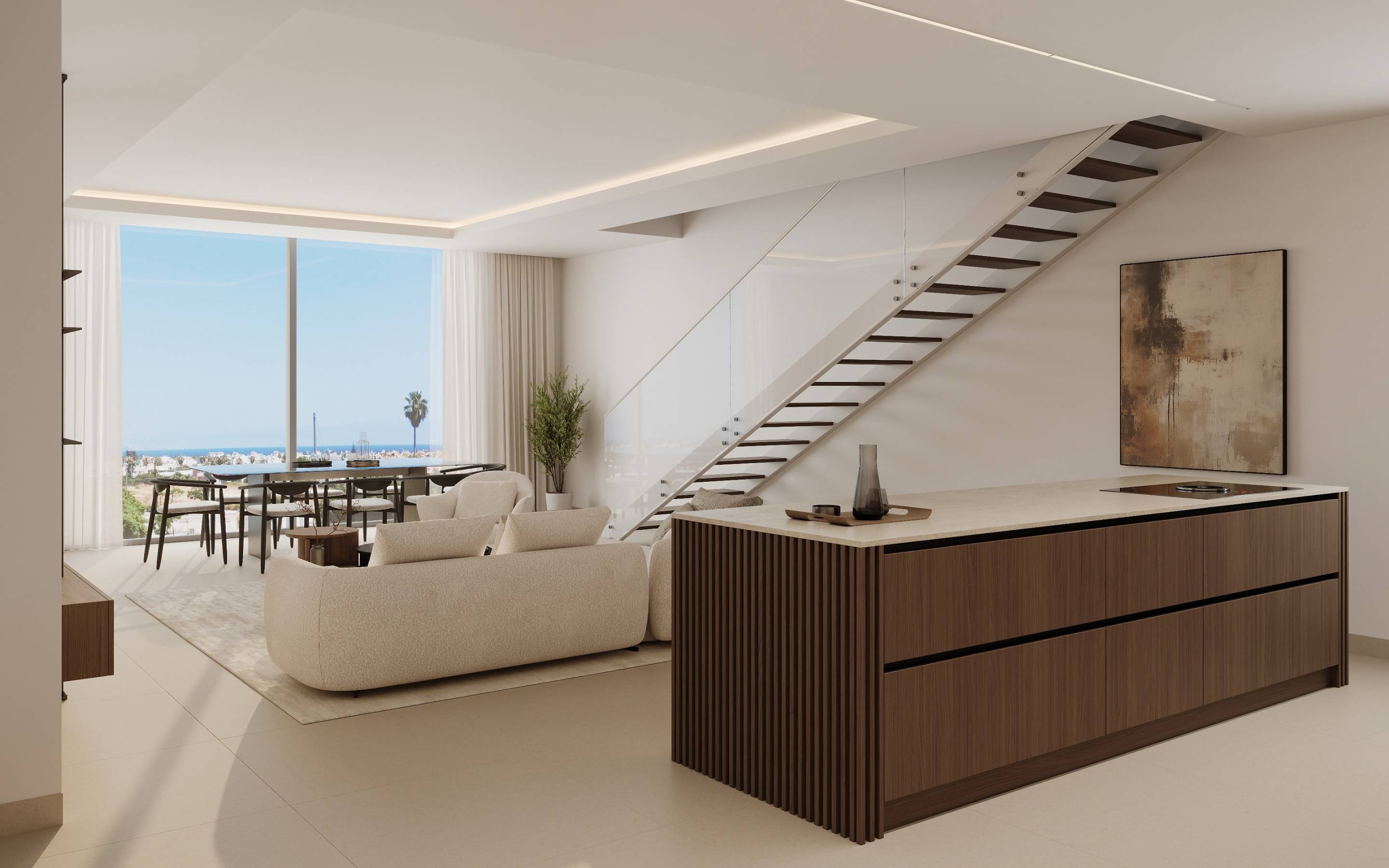 Exterior night view of new-build development, San Pedro, Marbella