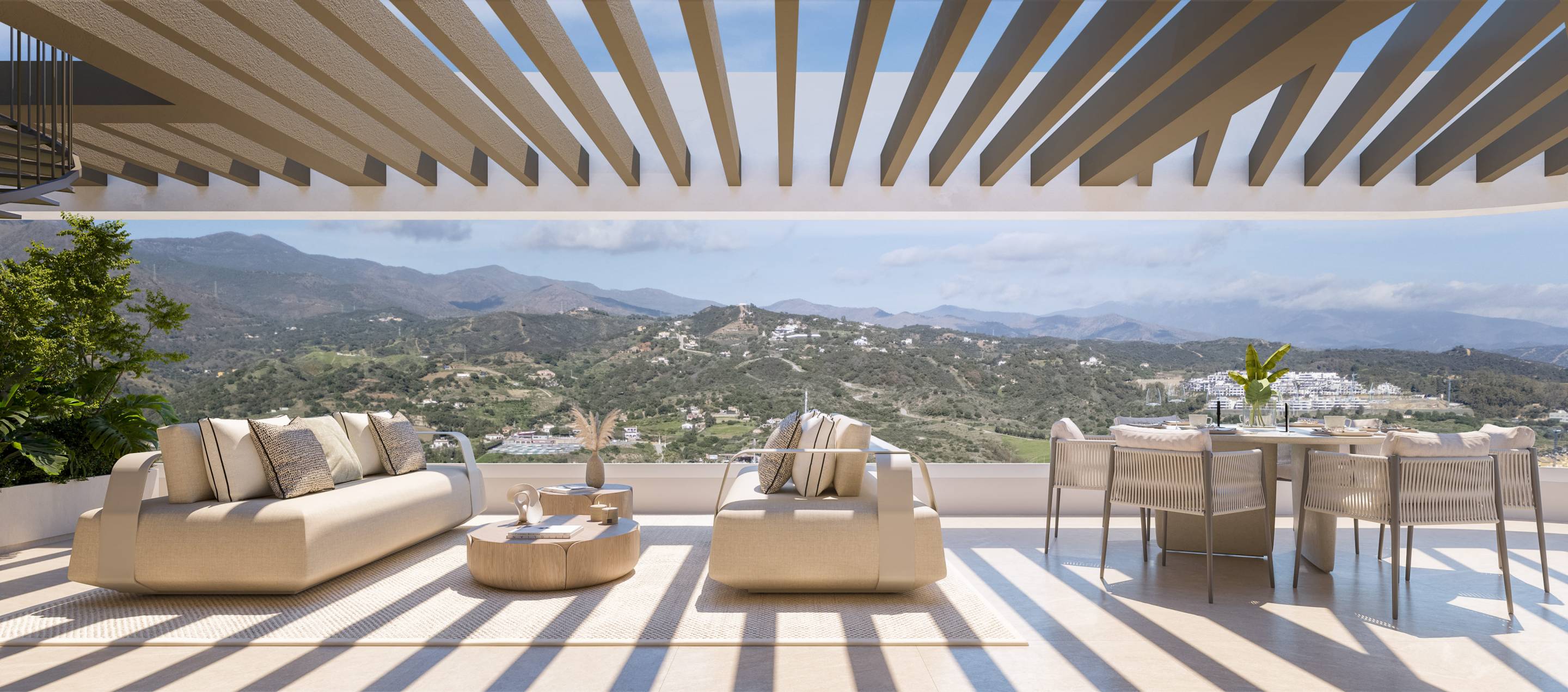 Solarium terrace area in new-build penthouse, Las Mesas, Estepona