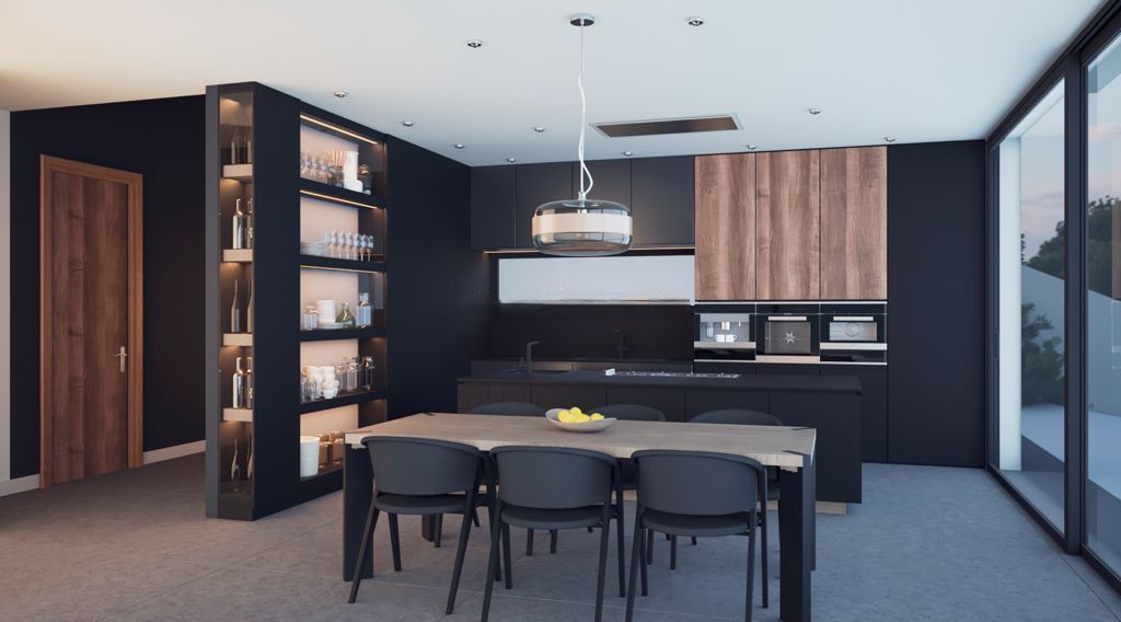 Open-plan kitchen and dining space in 3-bedroom villa, Altea la Vella