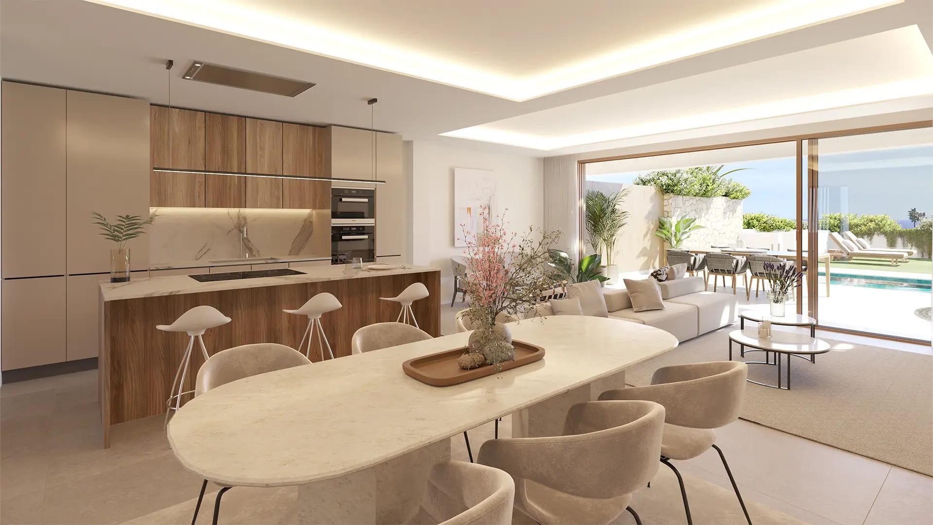 Communal pool in residential development, Calaburra, Mijas