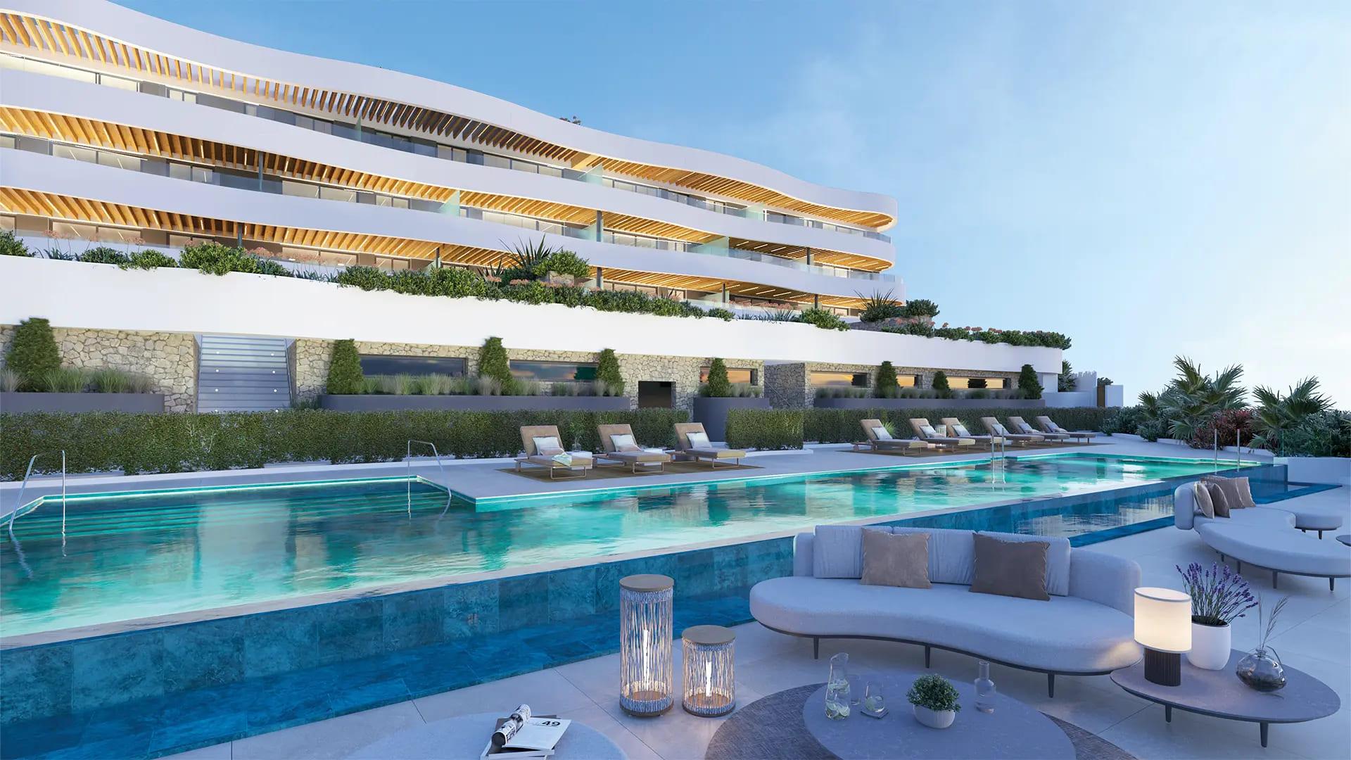 Master bedroom in 3-bedroom penthouse, Calaburra, Mijas