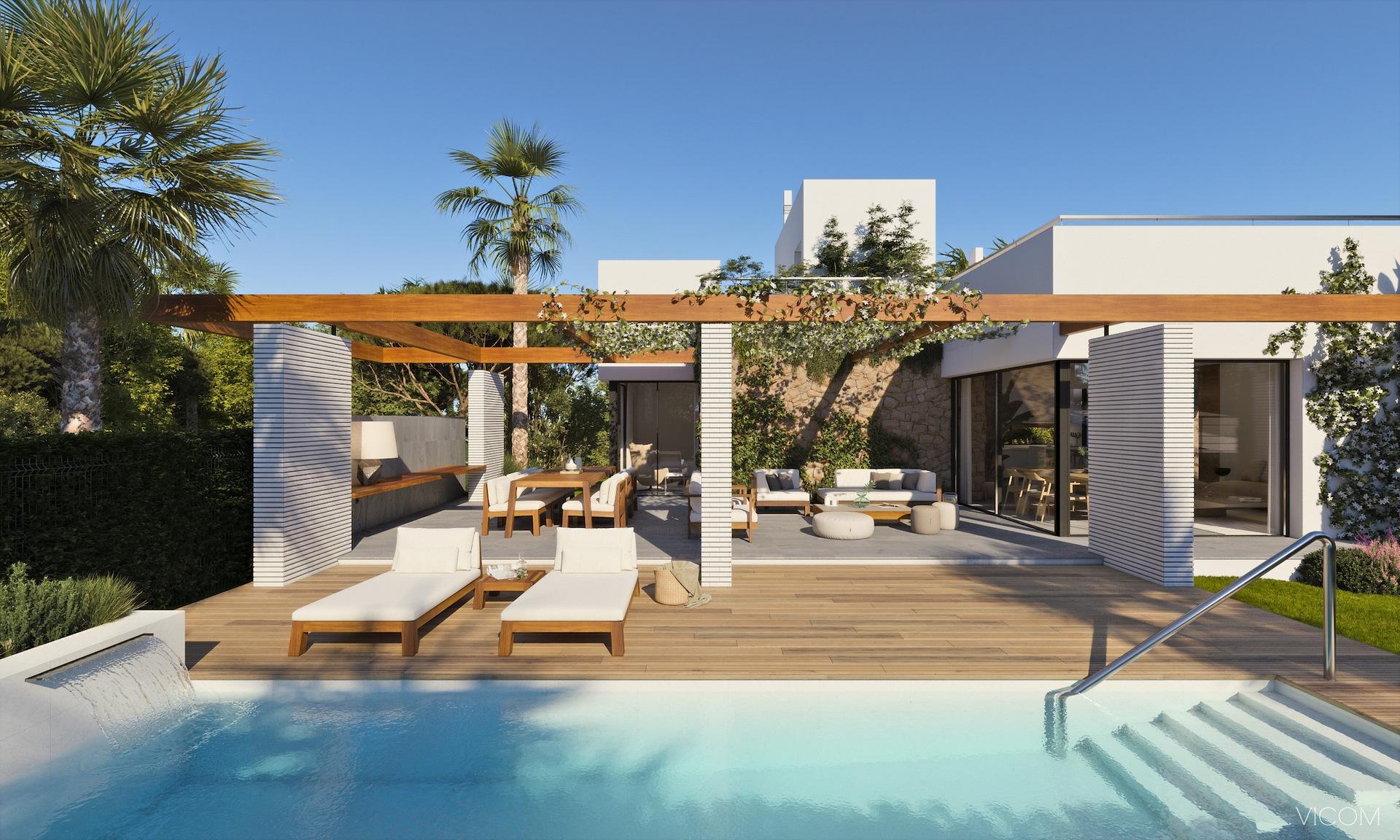 Solarium terrace on upper level of villa in Campoamor, Orihuela Costa