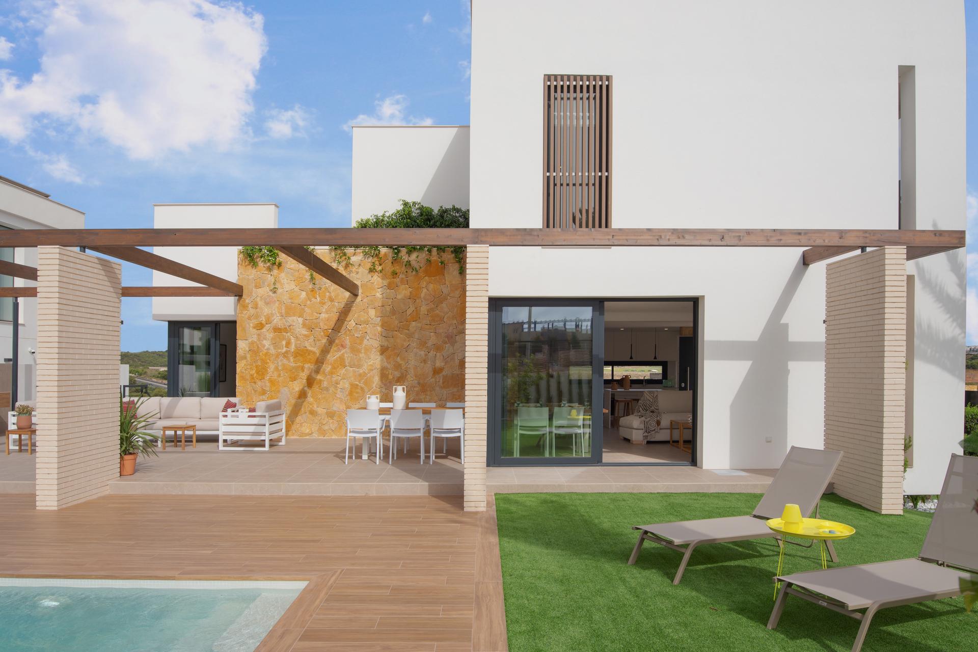Upper floor plan of new-build villa in Campoamor, Orihuela Costa