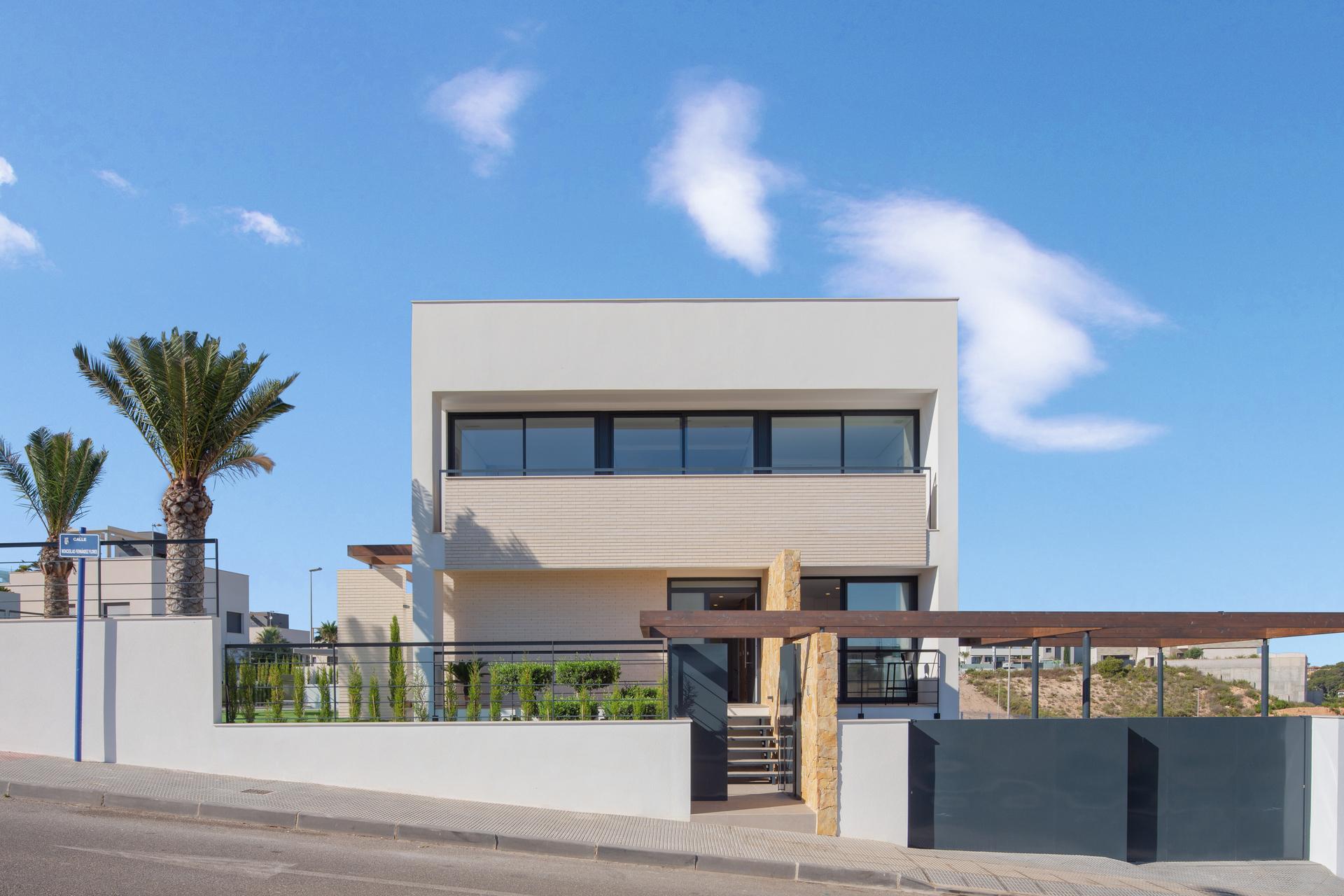 Detail of exterior finishes on new-build villa, Campoamor, Orihuela Costa