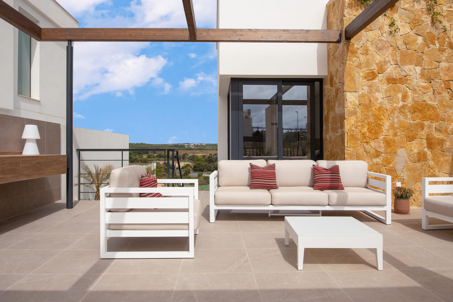 Ground floor exterior and landscaping, new-build villa, Campoamor