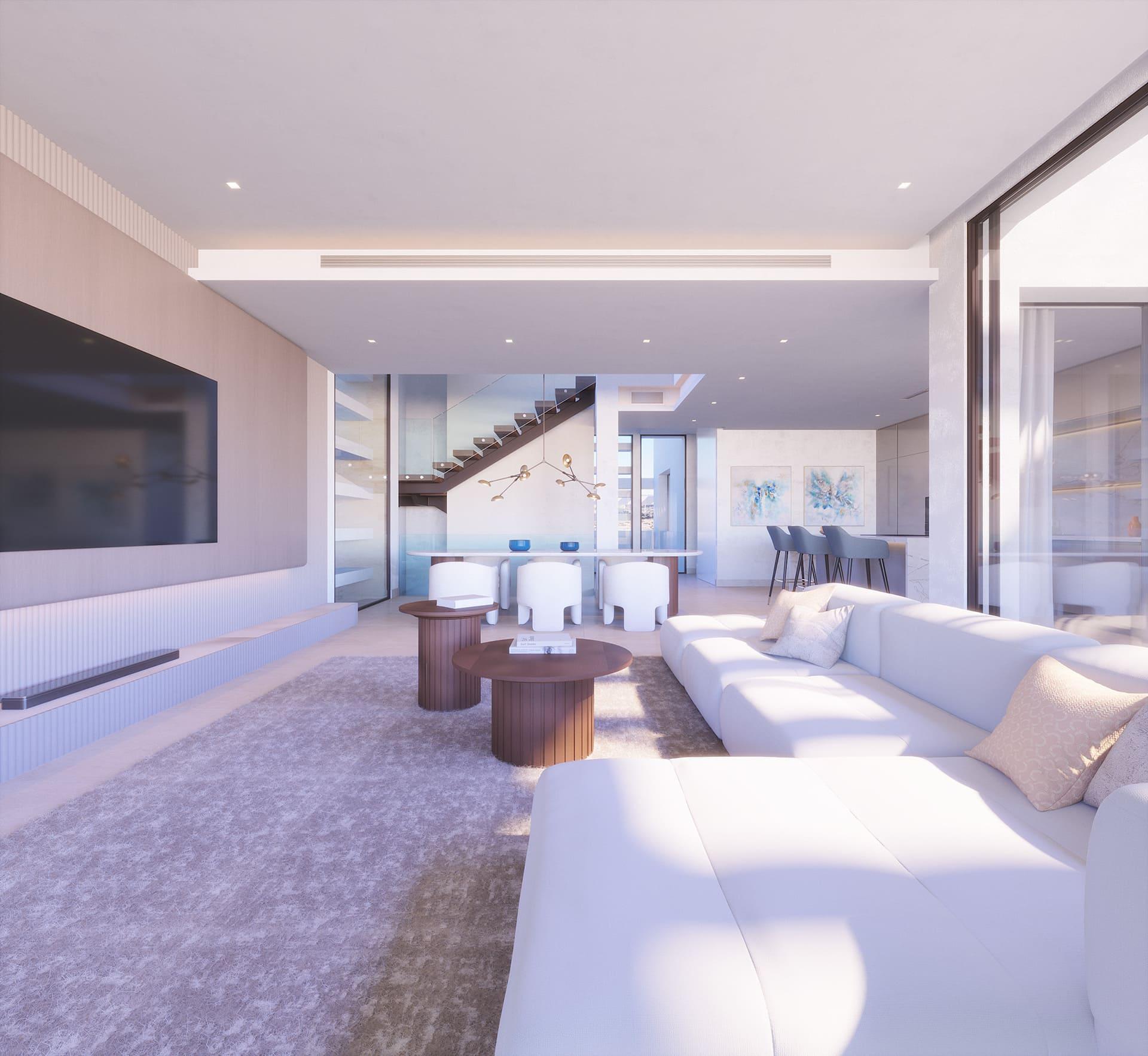 Outdoor terrace area of new-build villa, Estepona Golf, Estepona