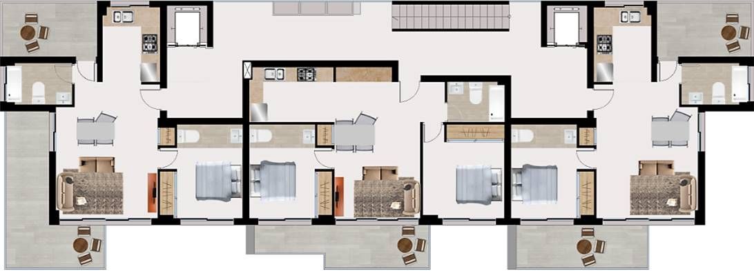 Floor plan of the 2-bedroom apartment in Finestrat