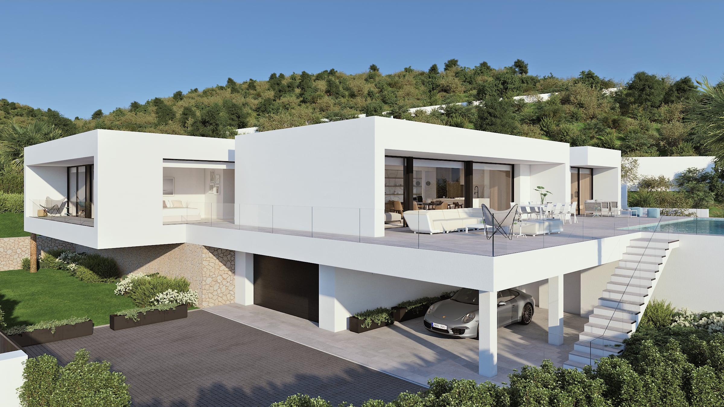 Main bedroom with large windows in 4-bedroom villa, Benitachell