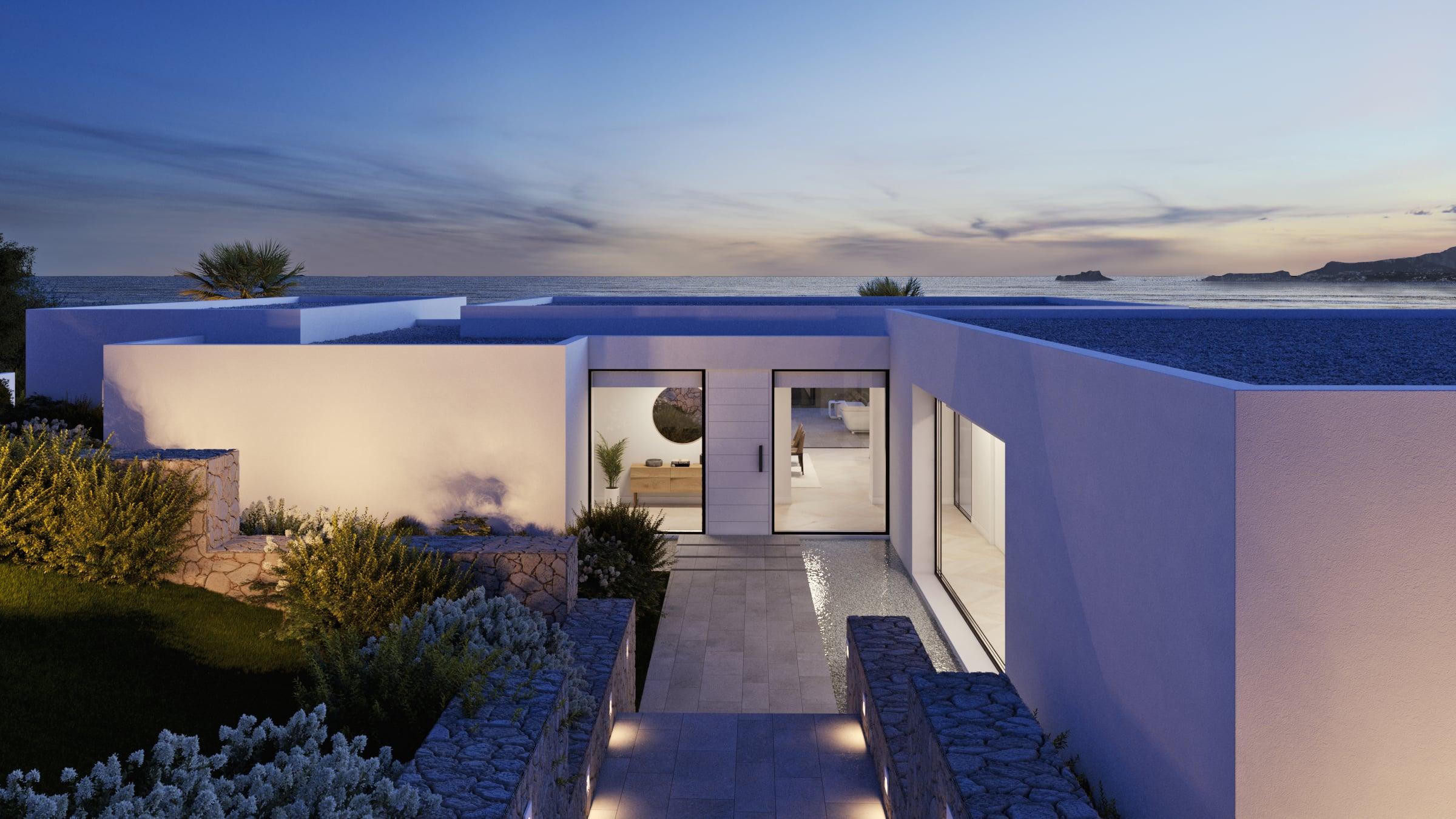 Bathroom with contemporary fittings in new-build villa, Benitachell