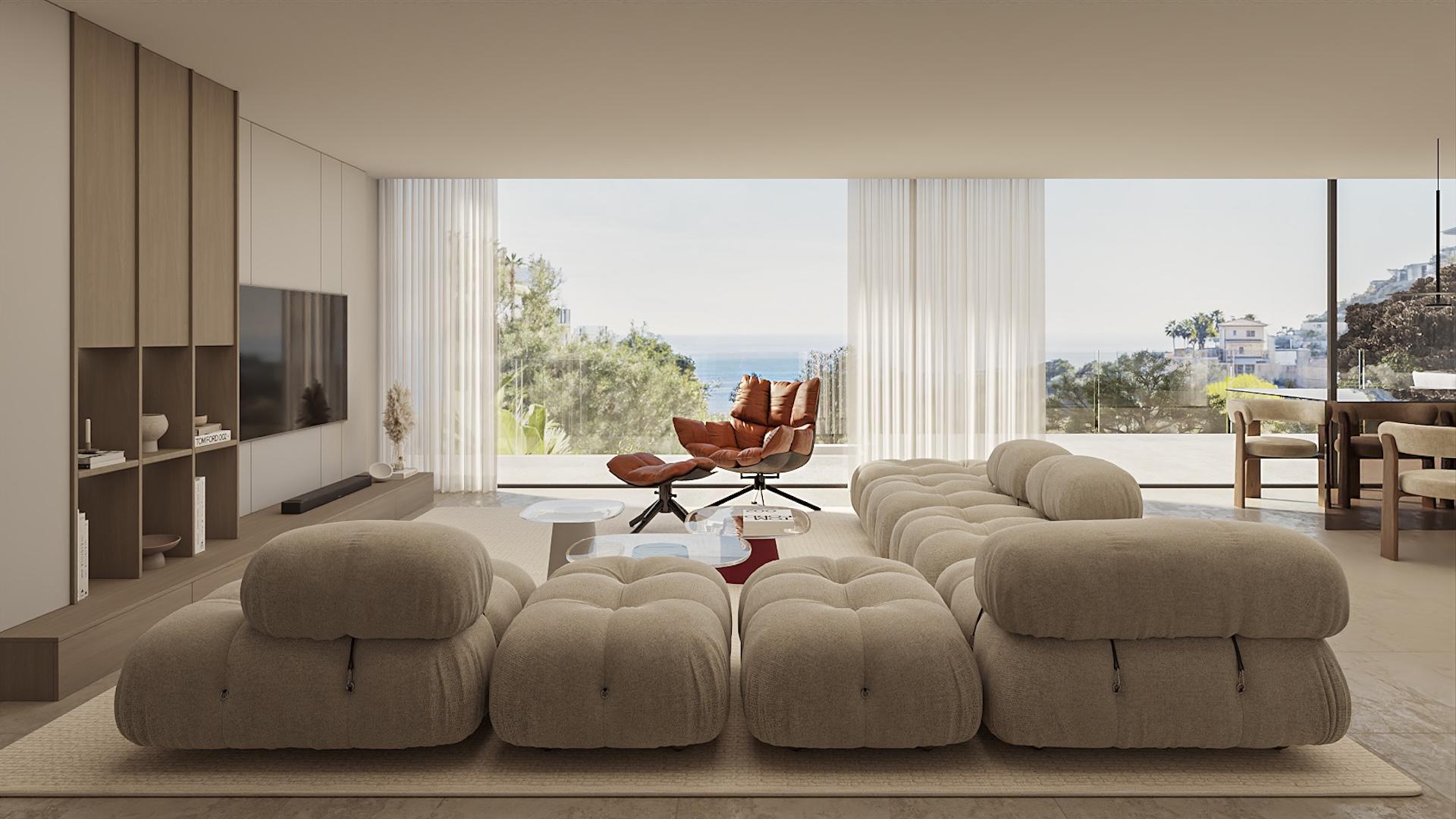 Open-plan living and dining area in 4-bedroom villa, Saladar, Calpe