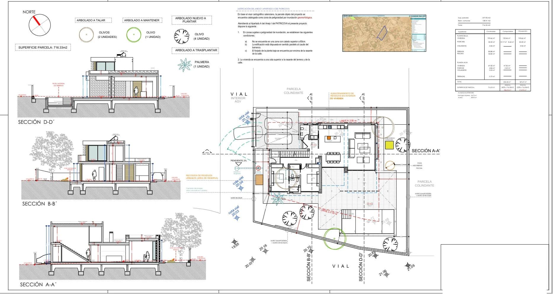 Plot layout plan for 3-bedroom villa, El Montgó, Denia