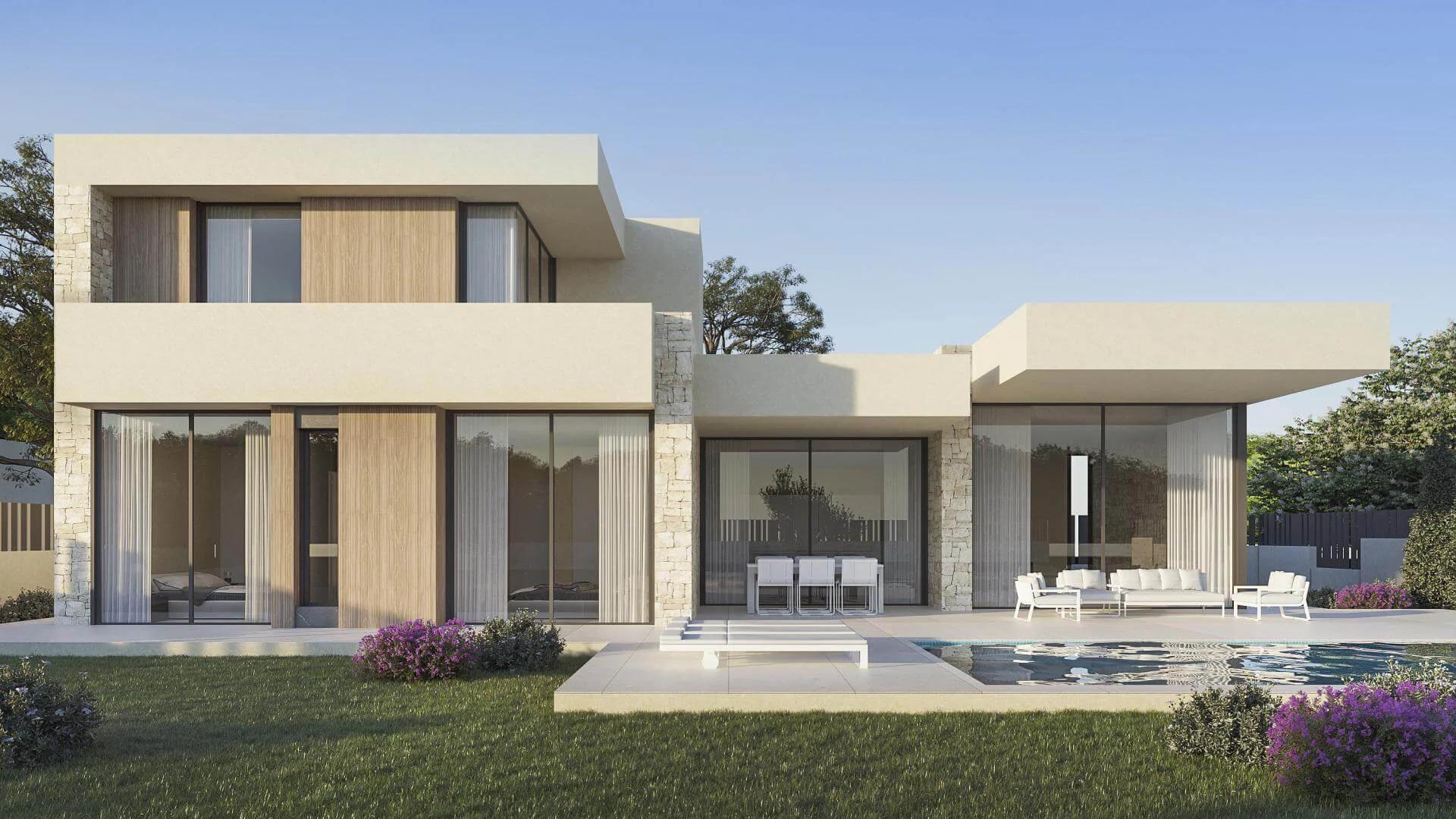 Garden area of new-build villa in El Montgó, Denia