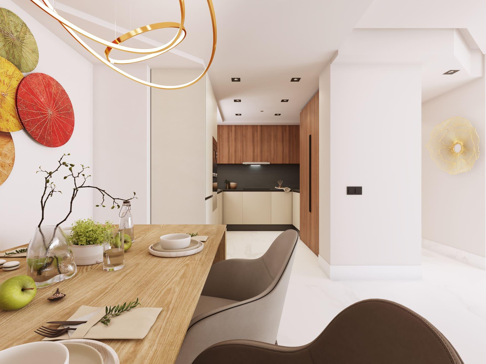 Kitchen with fitted units in new-build penthouse, San Pedro, Marbella