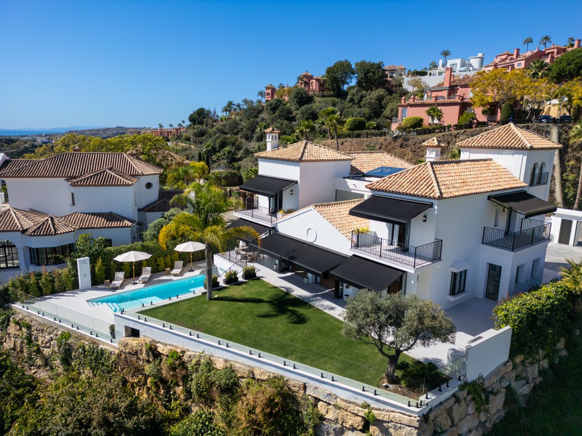 Rear elevation and outdoor space, new-build villa, La Zagaleta