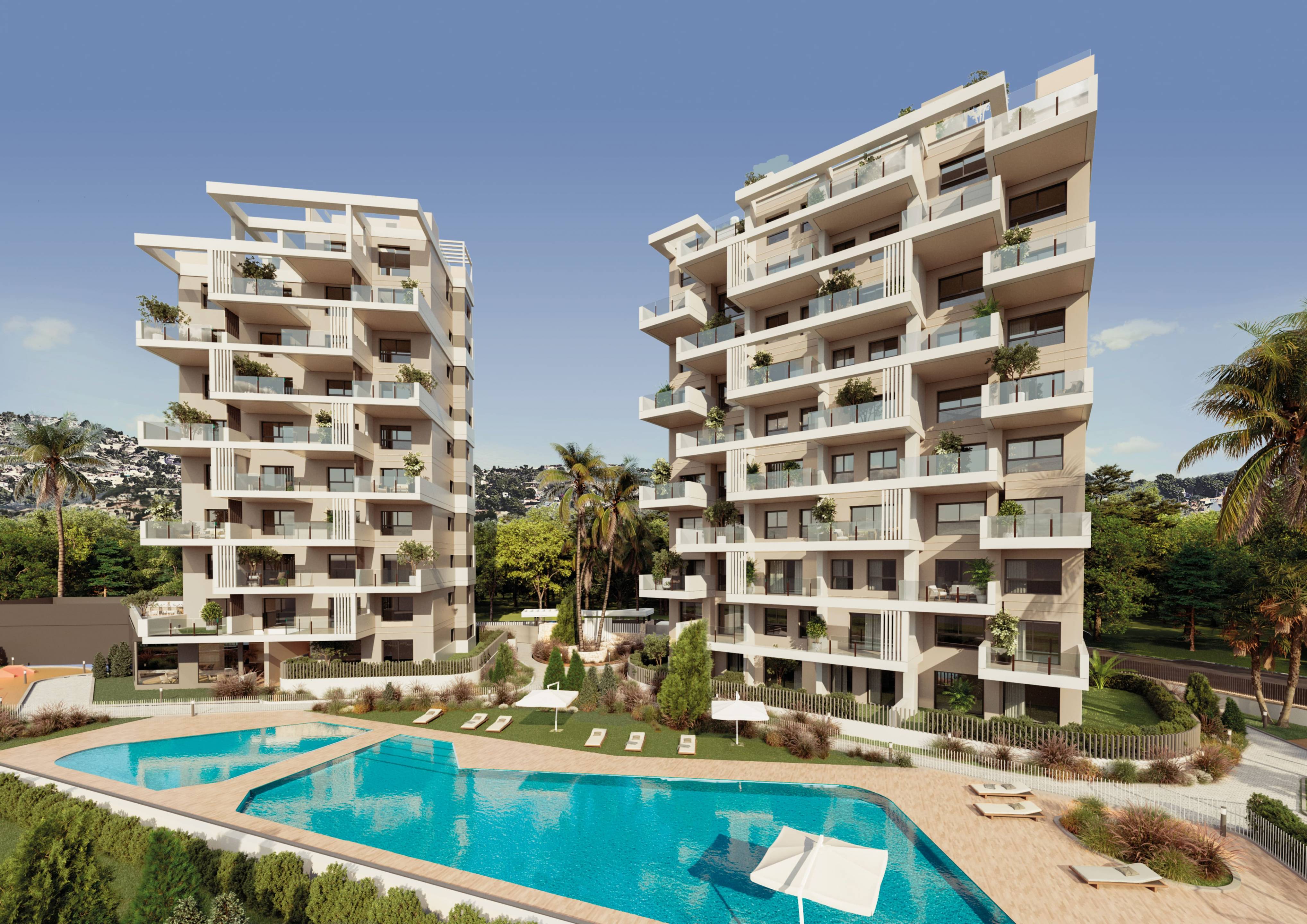 Open-plan kitchen and dining space in 3-bedroom apartment, Playa de Fossa-Levante, Calpe