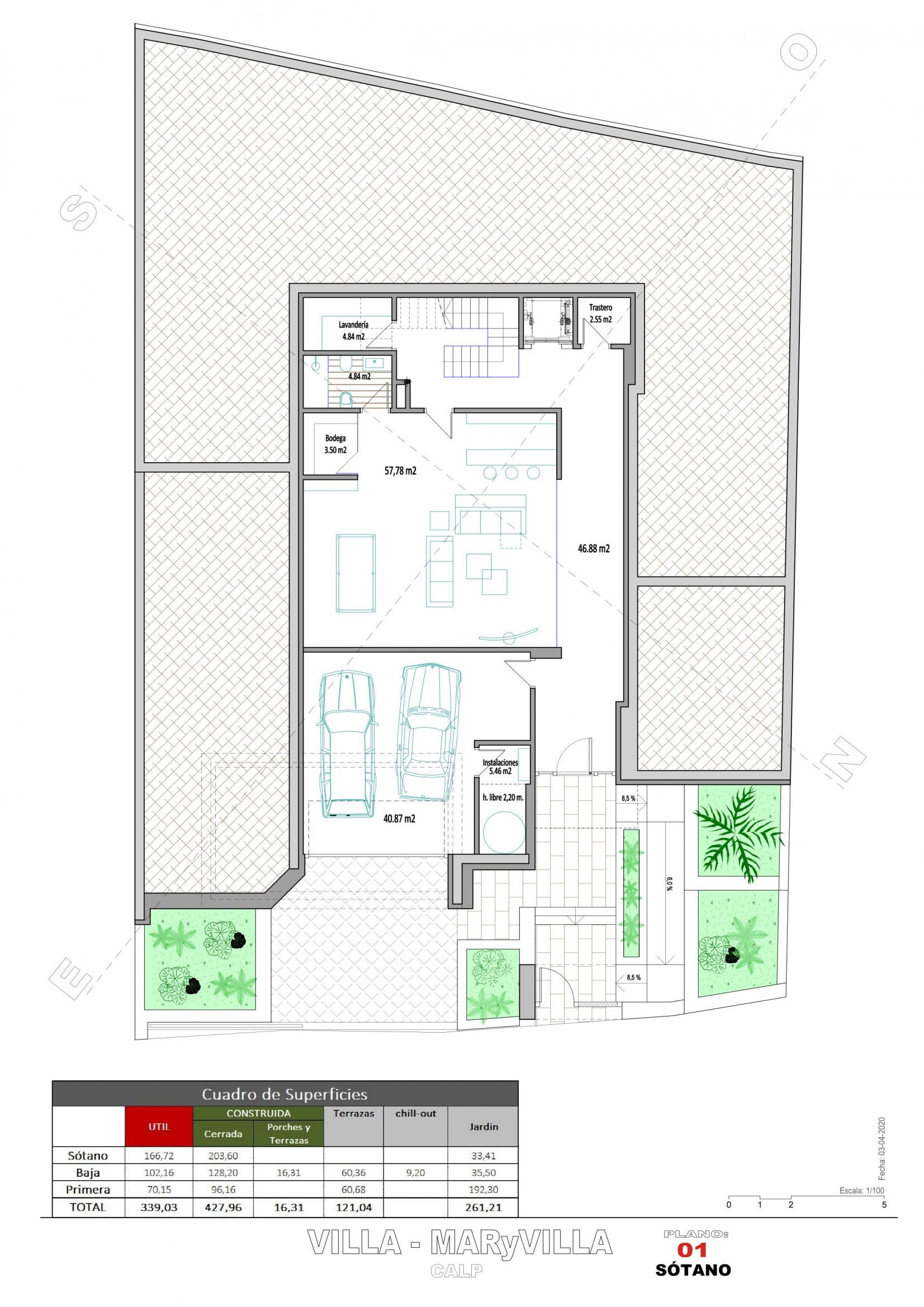 Site or level plan of villa in Maryvilla, Calpe