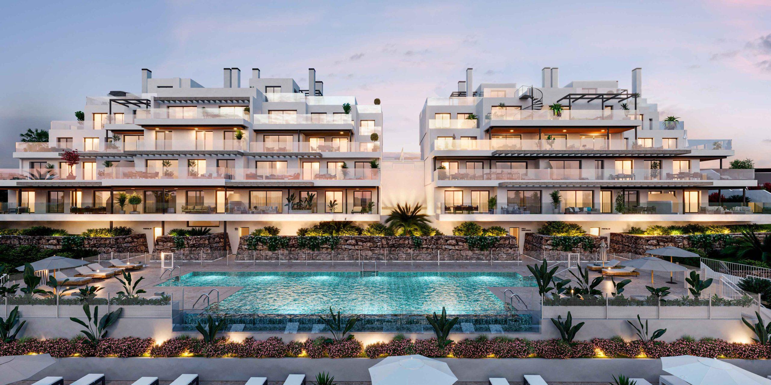Solarium terrace in top-floor new-build apartment, Las Mesas, Estepona