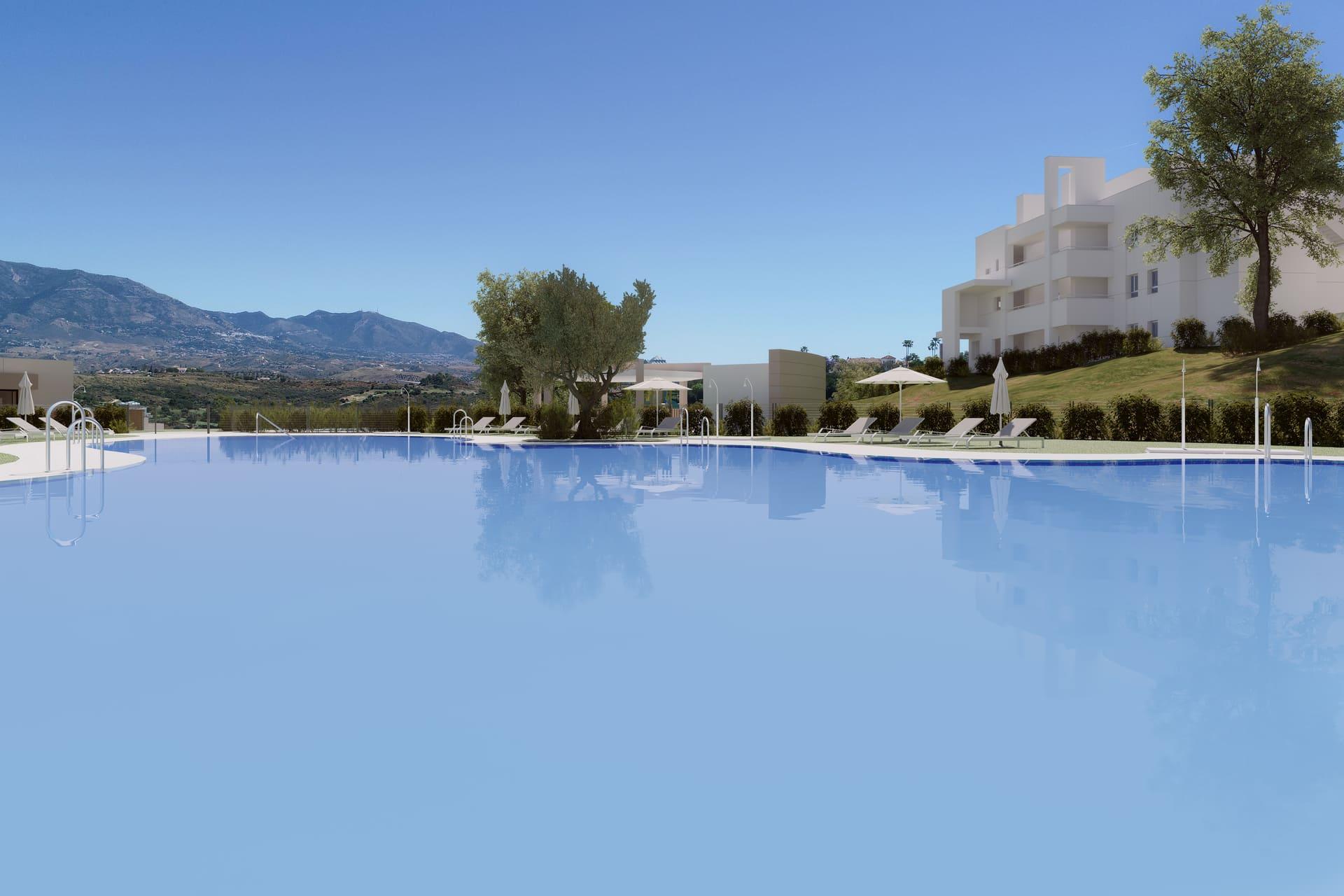 Evening view from terrace of penthouse, La Cala Golf, Mijas